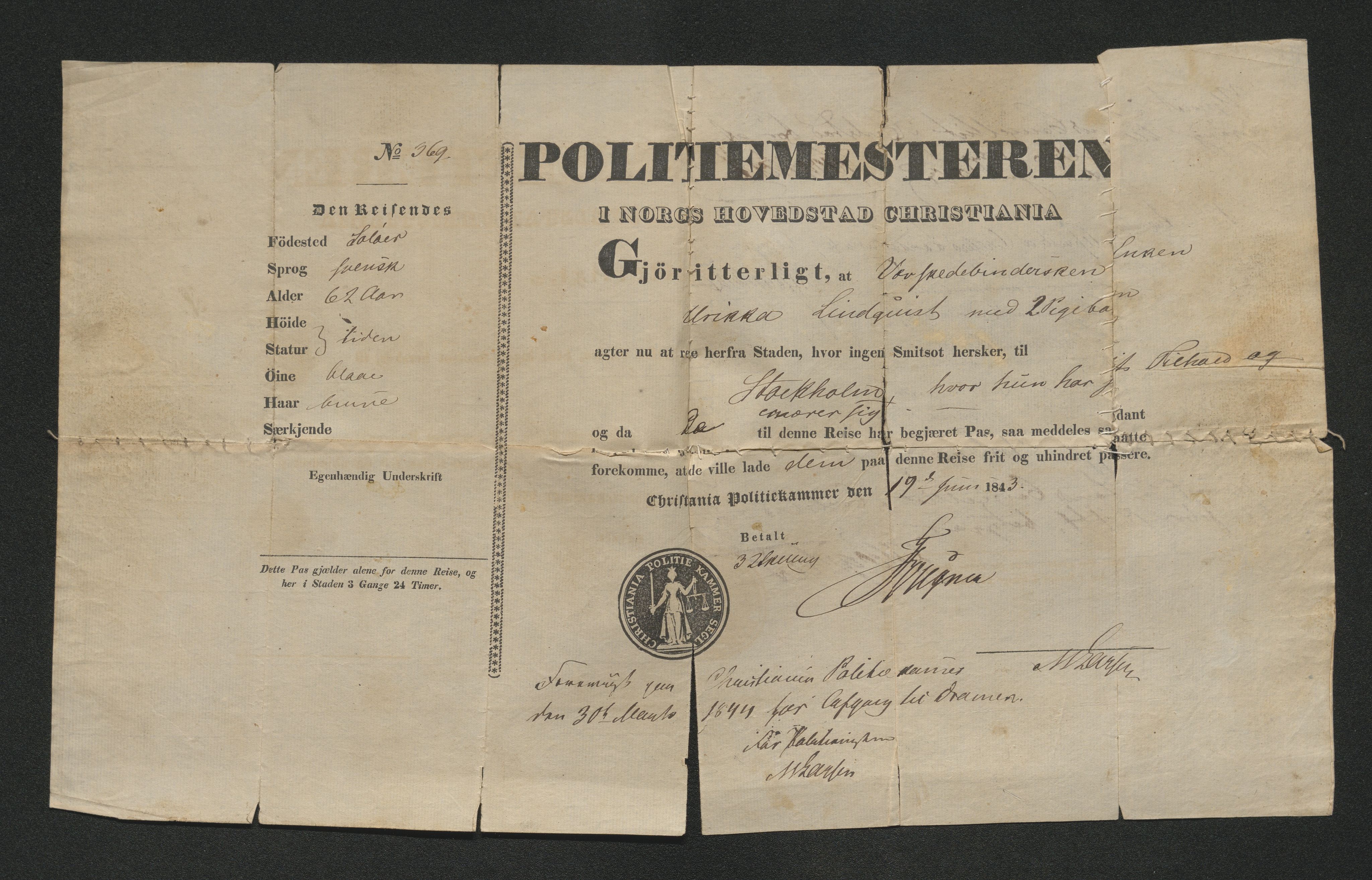 Drammen politikammer, SAKO/A-623/I/Ia/Iab/L0007: Innleverte pass, 1843-1844, p. 504