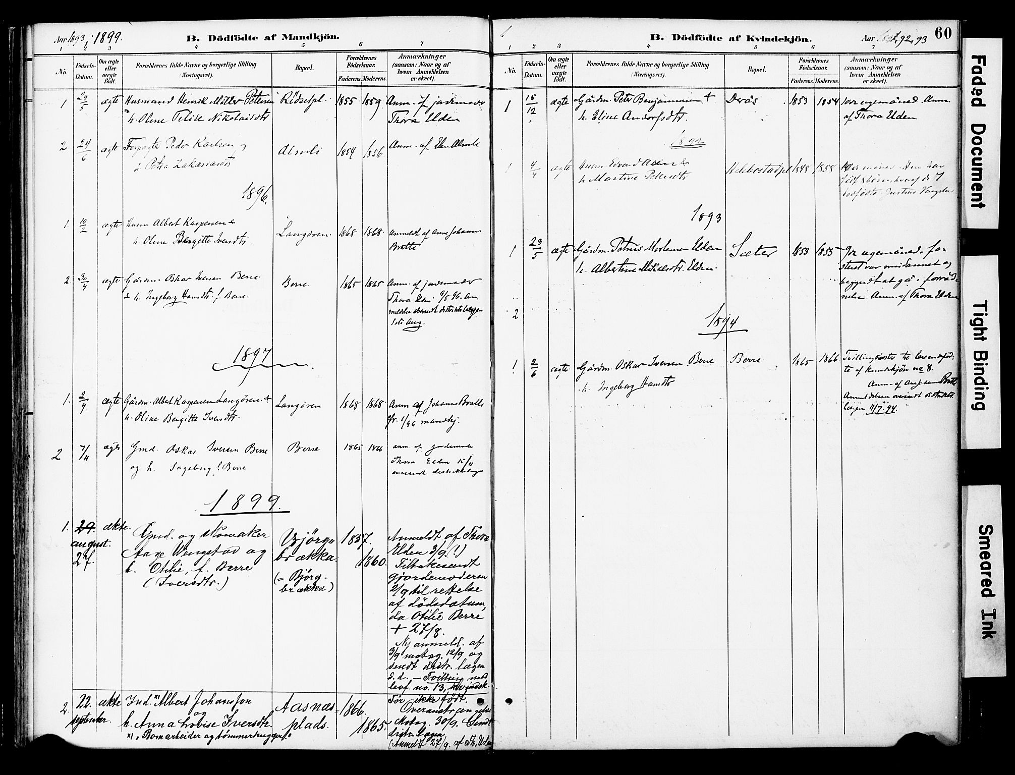 Ministerialprotokoller, klokkerbøker og fødselsregistre - Nord-Trøndelag, SAT/A-1458/742/L0409: Parish register (official) no. 742A02, 1891-1905, p. 60