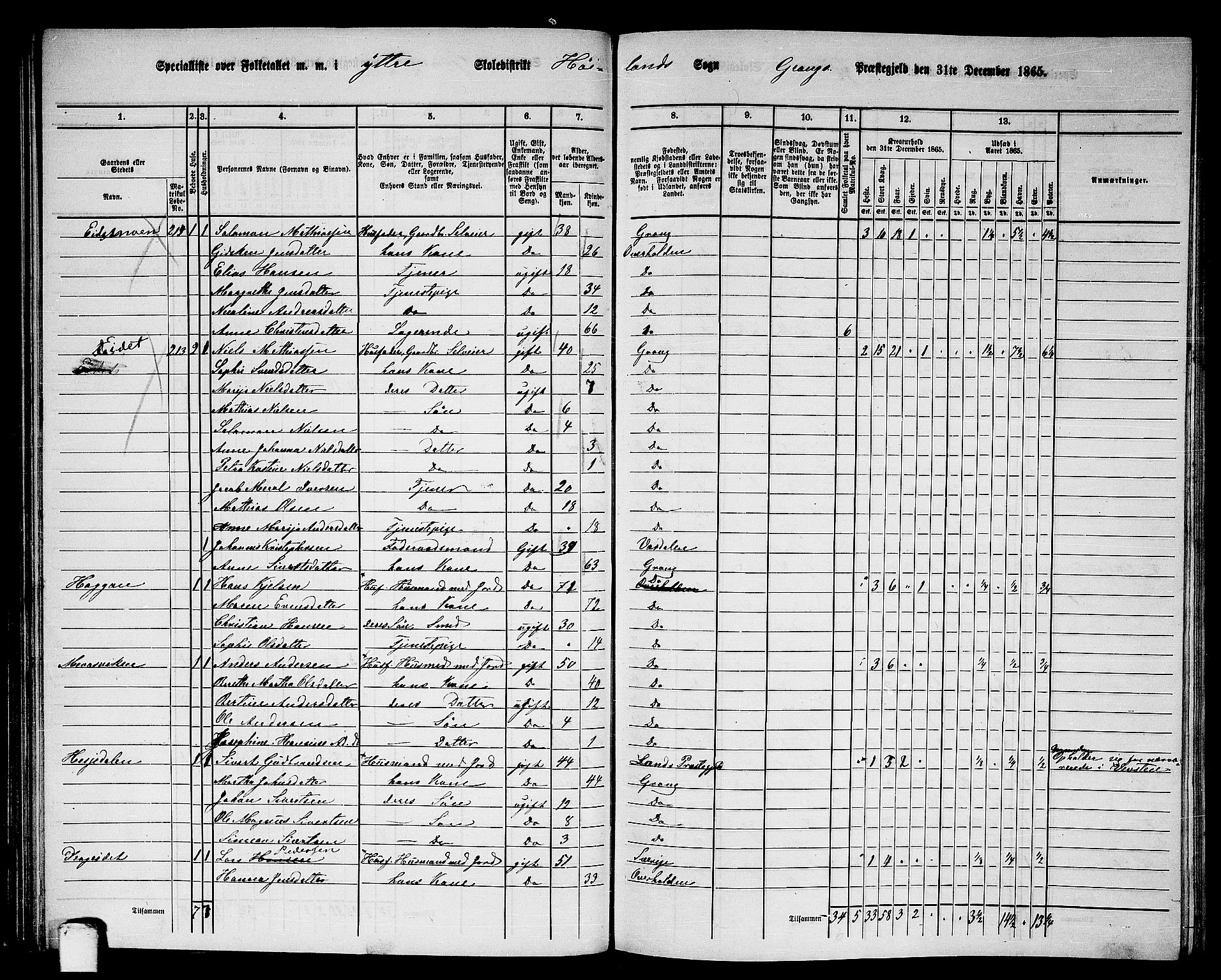 RA, 1865 census for Grong, 1865, p. 61