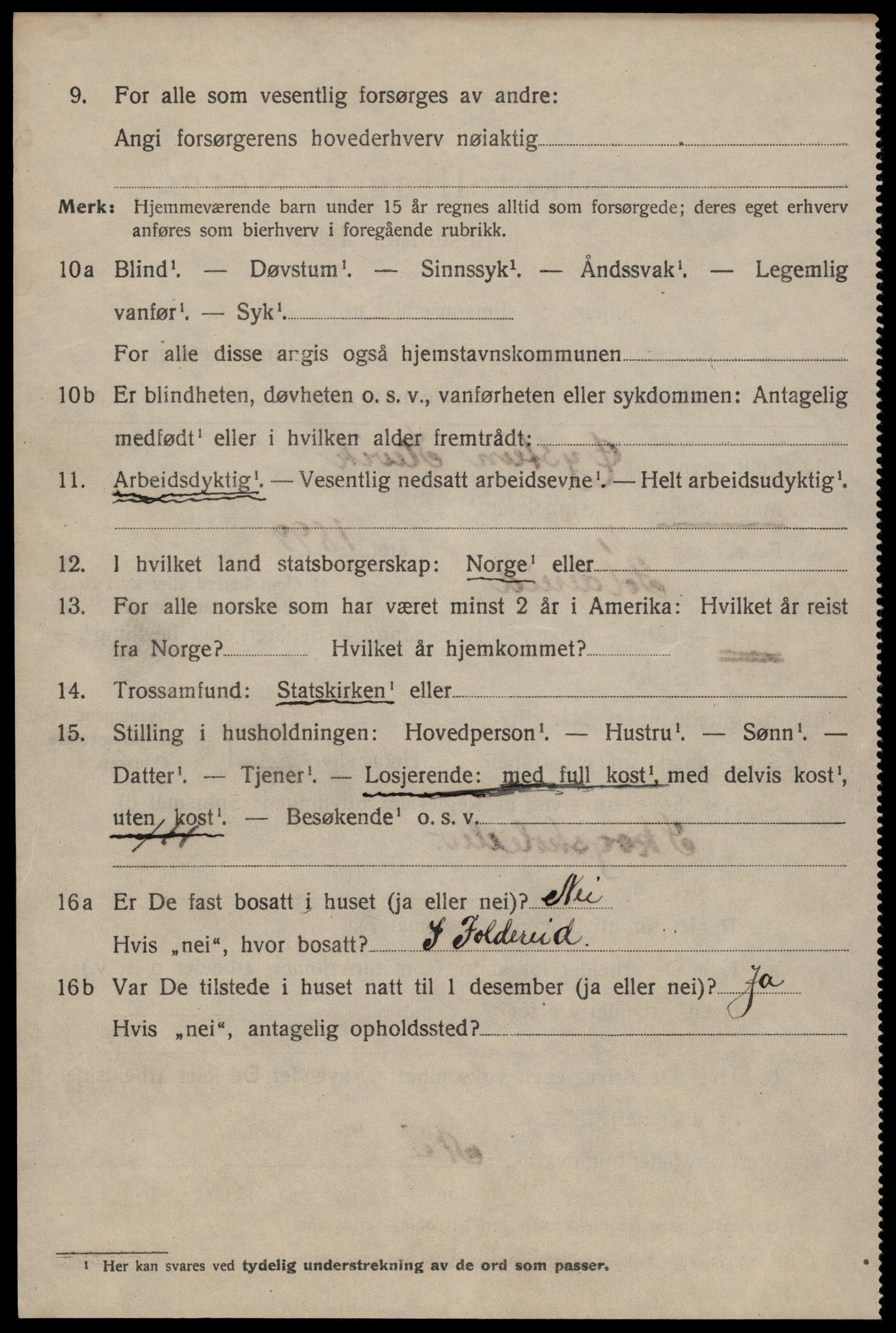 SAT, 1920 census for Steinkjer, 1920, p. 7879