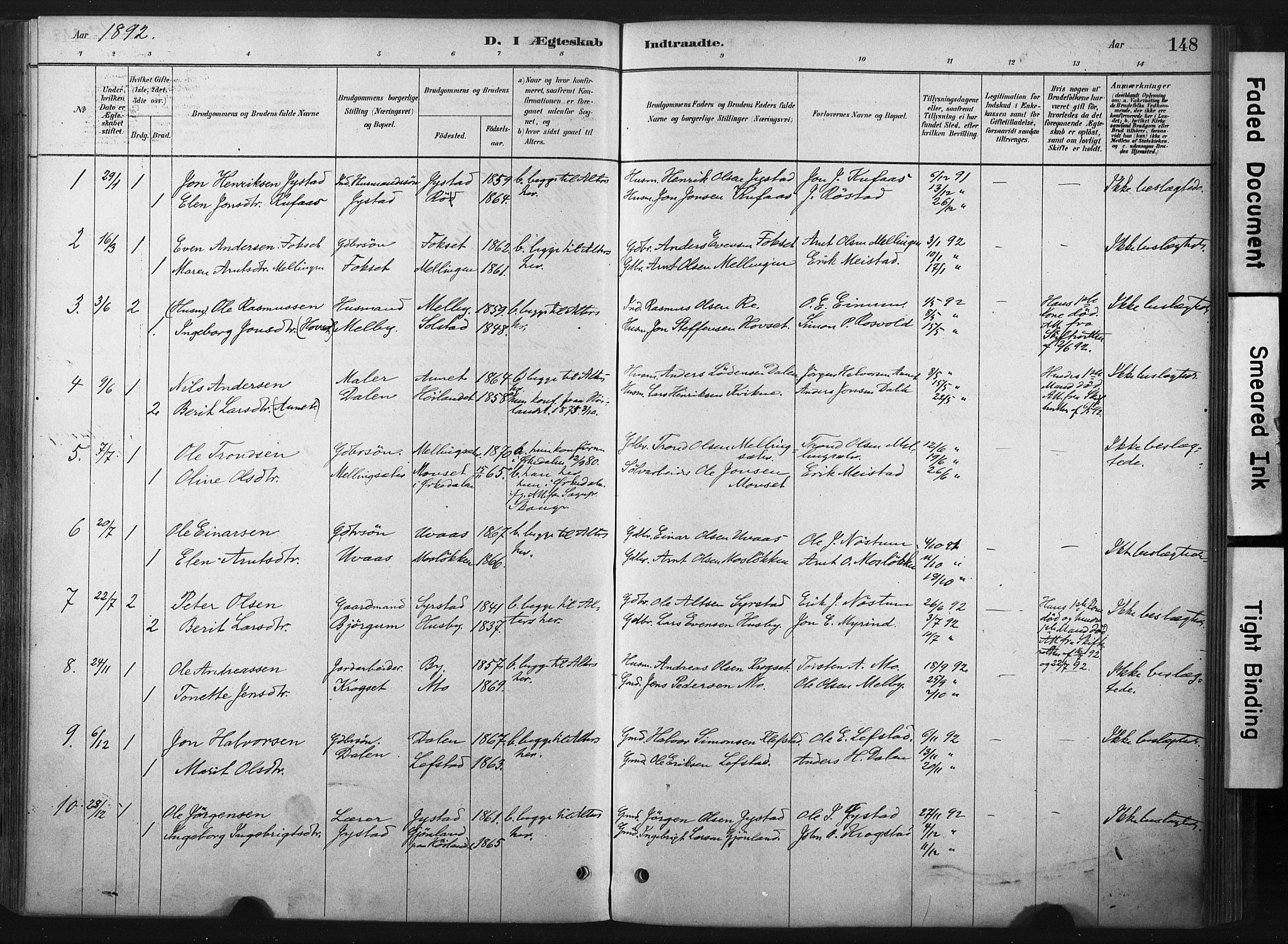 Ministerialprotokoller, klokkerbøker og fødselsregistre - Sør-Trøndelag, SAT/A-1456/667/L0795: Parish register (official) no. 667A03, 1879-1907, p. 148