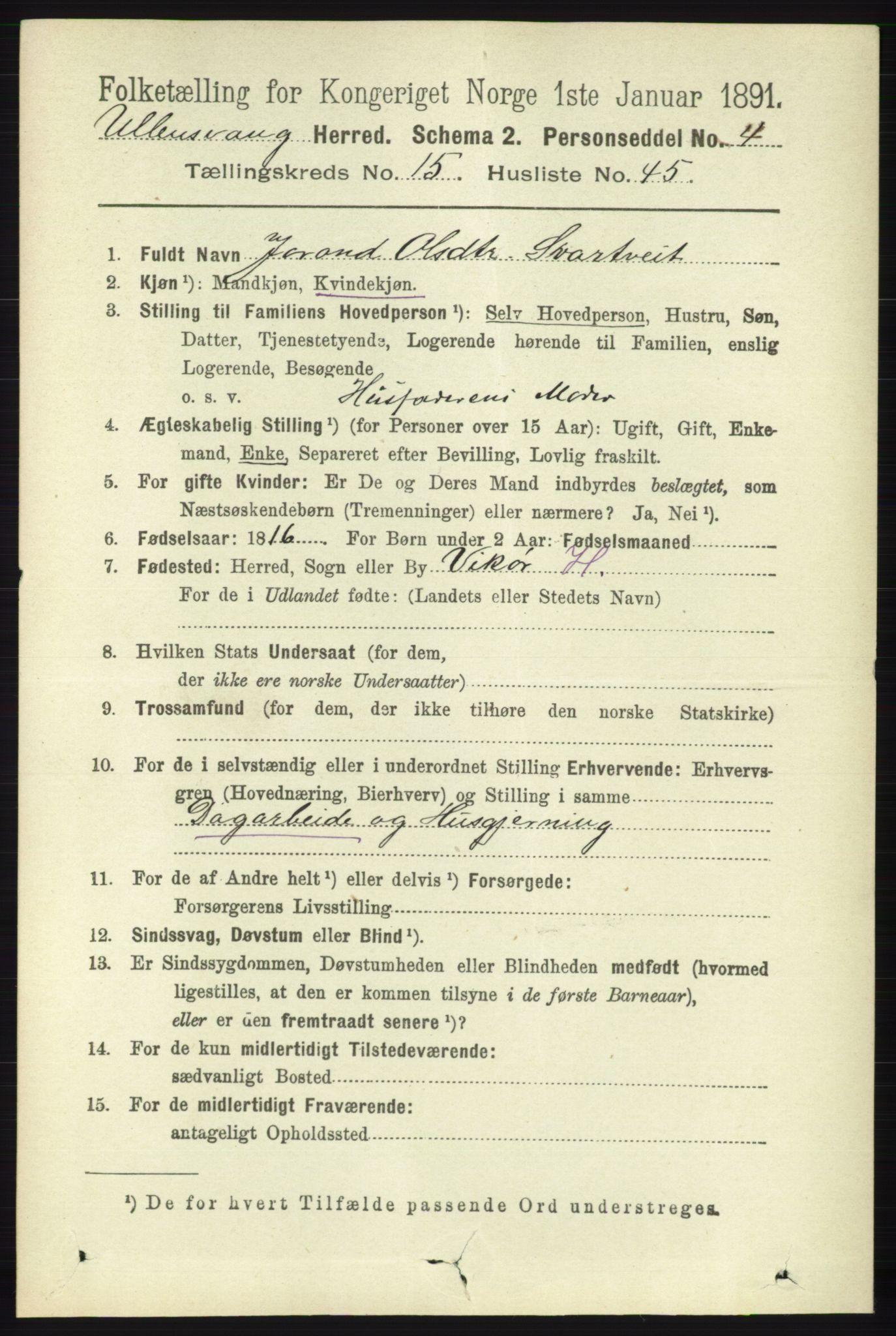 RA, 1891 census for 1230 Ullensvang, 1891, p. 6144