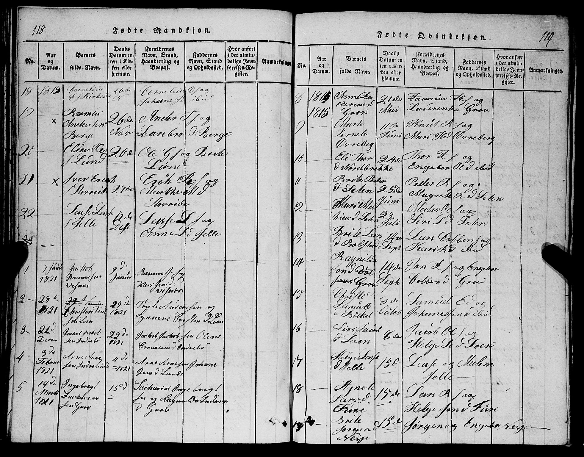 Stryn Sokneprestembete, SAB/A-82501: Parish register (copy) no. C 1, 1801-1845, p. 118-119