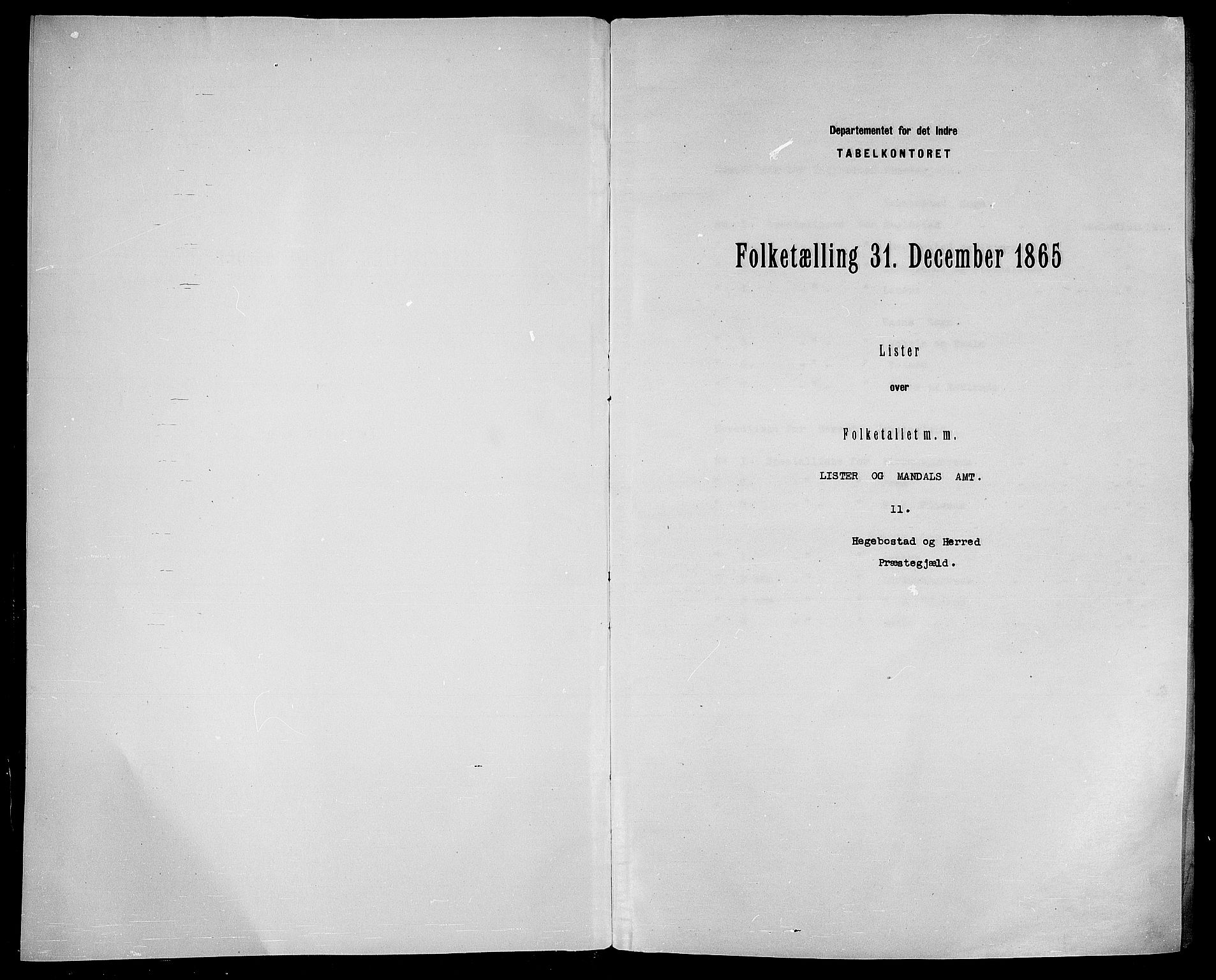 RA, 1865 census for Hægebostad, 1865, p. 3