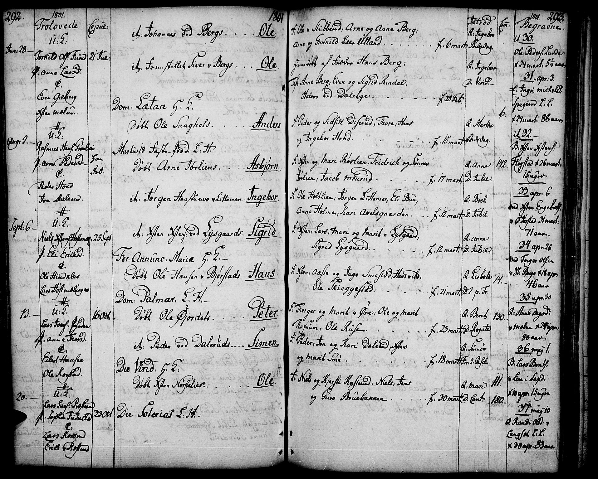 Fåberg prestekontor, AV/SAH-PREST-086/H/Ha/Haa/L0002: Parish register (official) no. 2, 1775-1818, p. 292-293