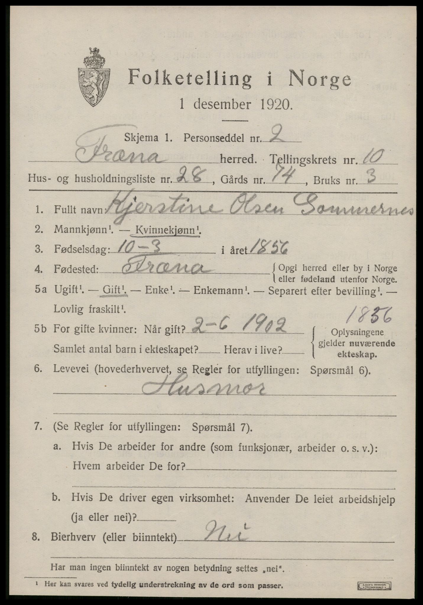 SAT, 1920 census for Fræna, 1920, p. 6049