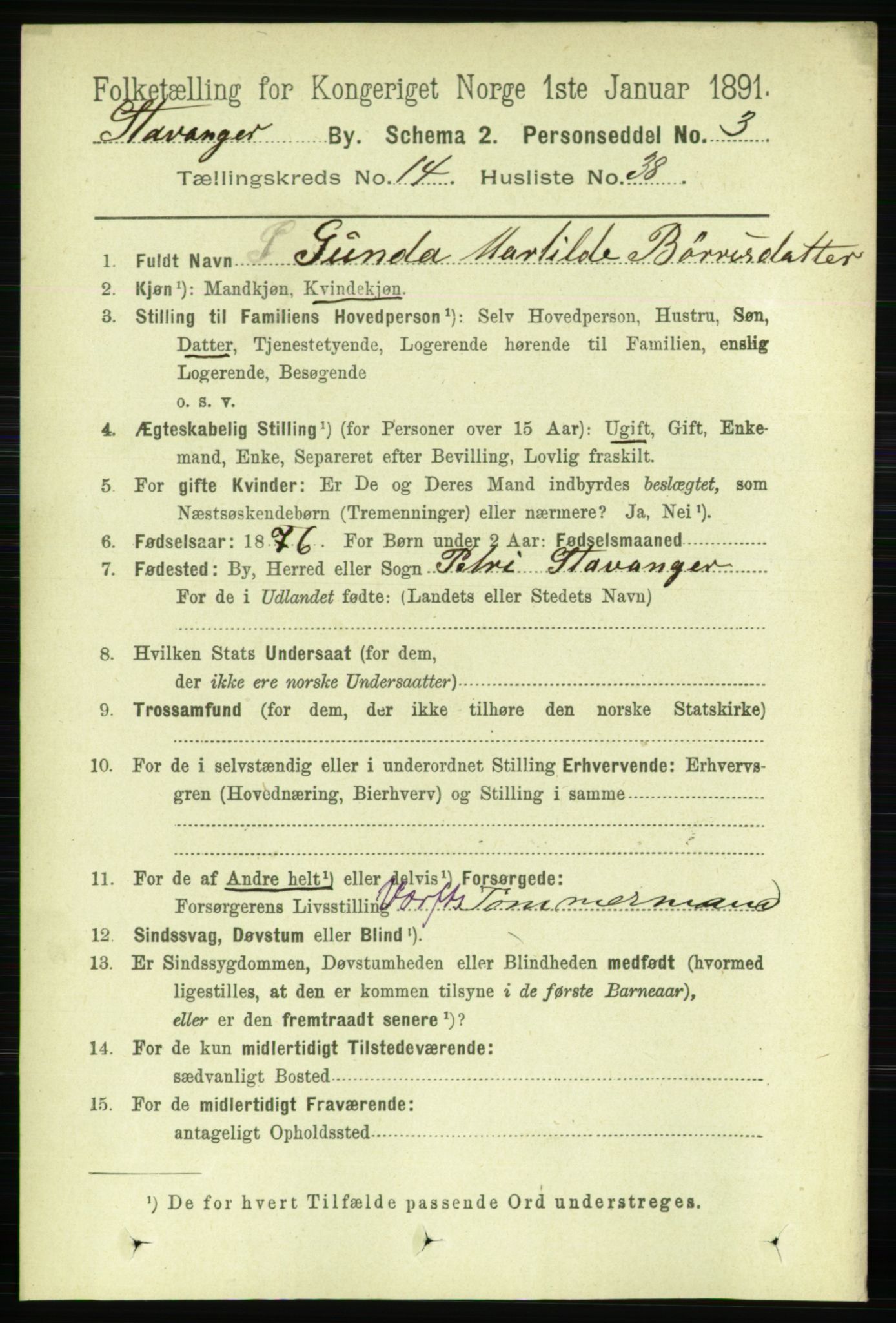 RA, 1891 census for 1103 Stavanger, 1891, p. 17311