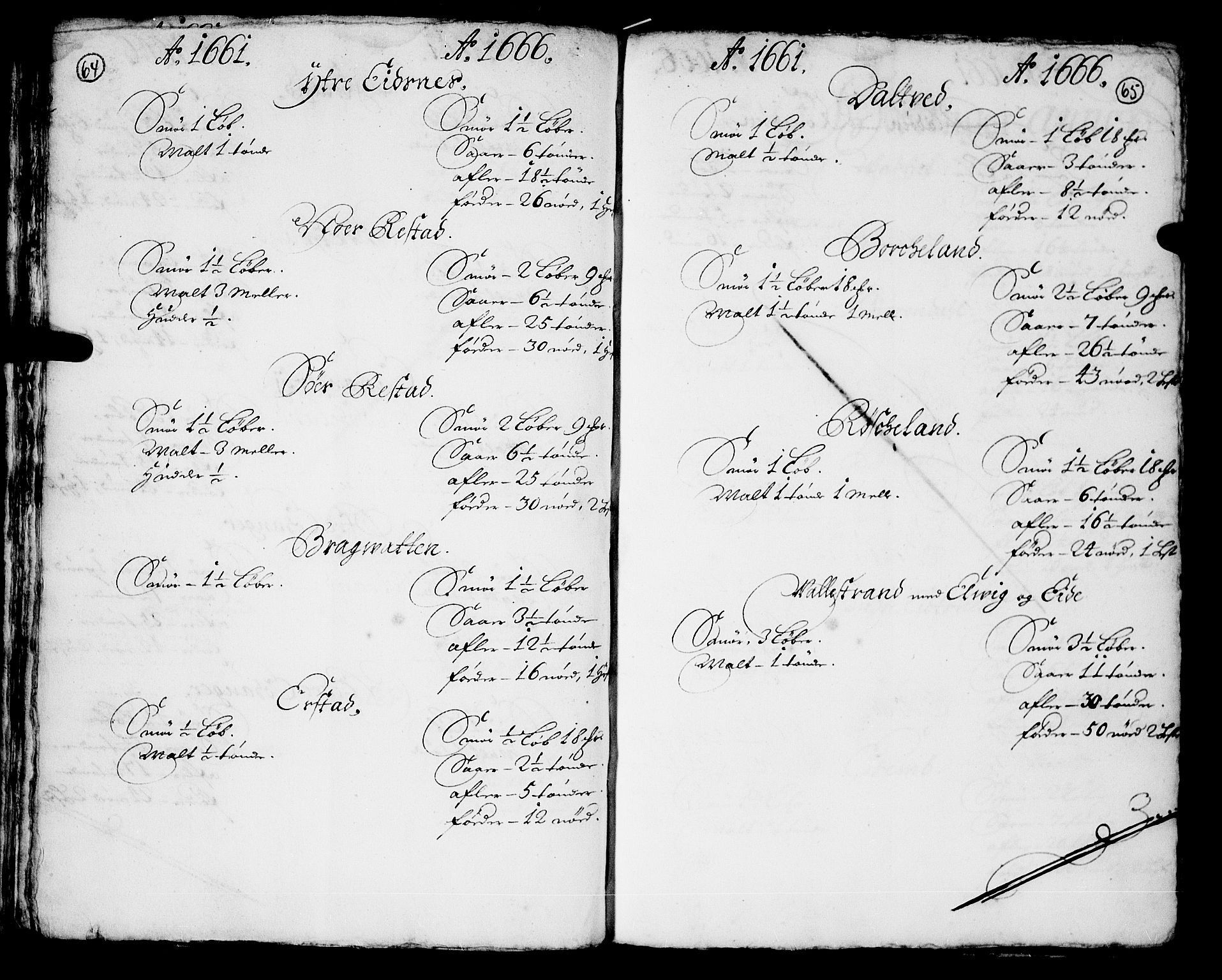 Rentekammeret inntil 1814, Realistisk ordnet avdeling, AV/RA-EA-4070/N/Nb/Nba/L0040: Nordhordland fogderi, 1661-1667, p. 64-65