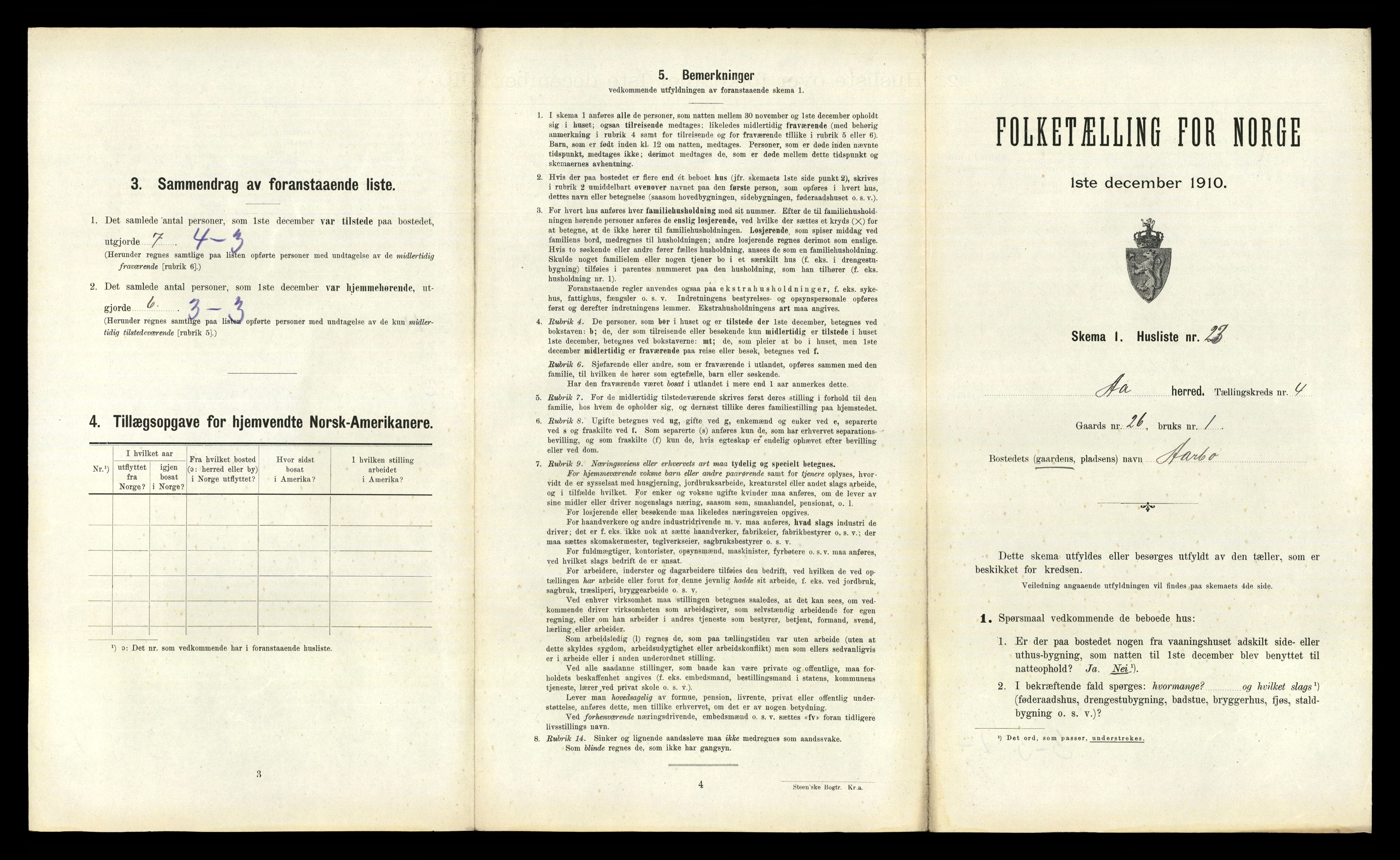 RA, 1910 census for Aa, 1910, p. 290