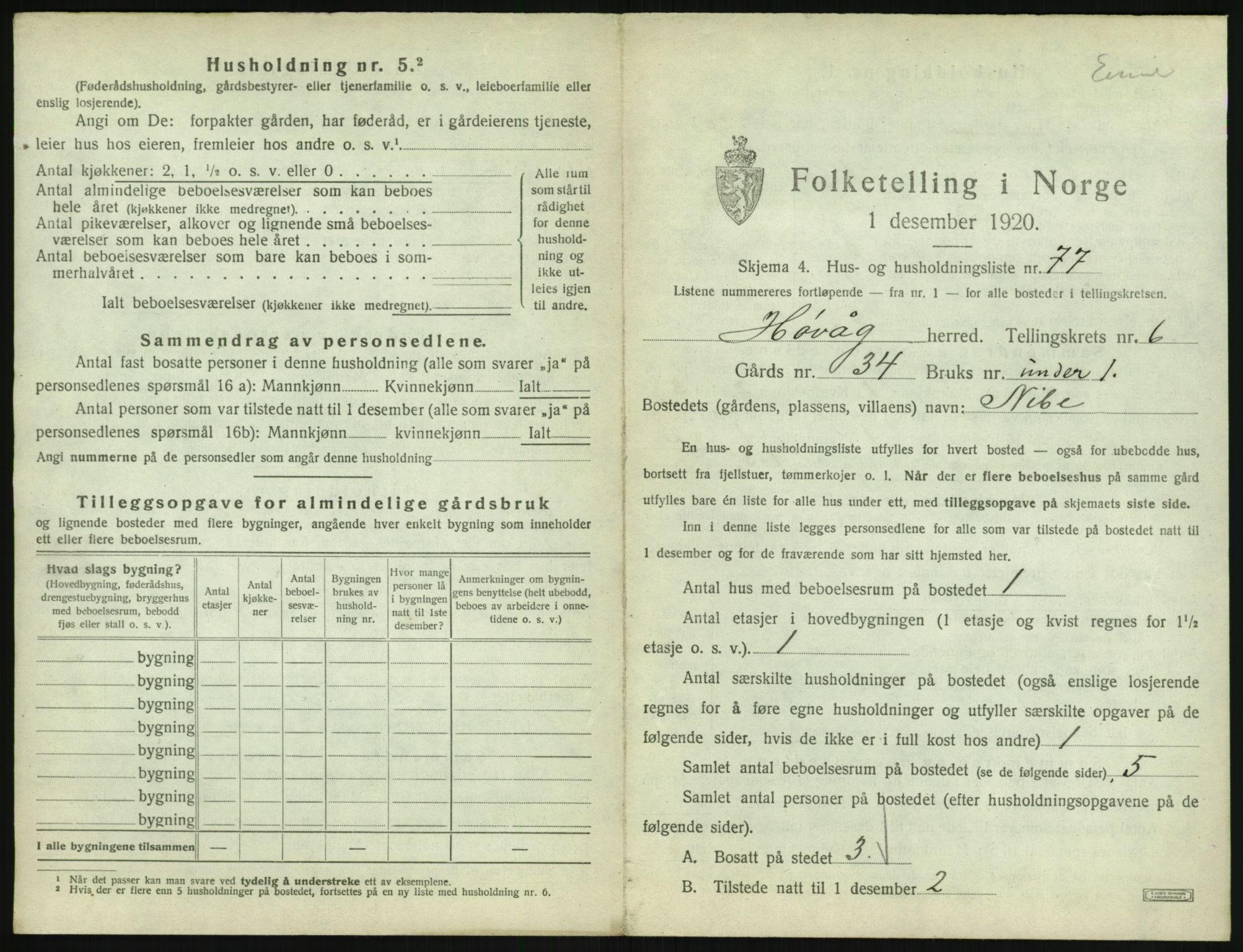 SAK, 1920 census for Høvåg, 1920, p. 652