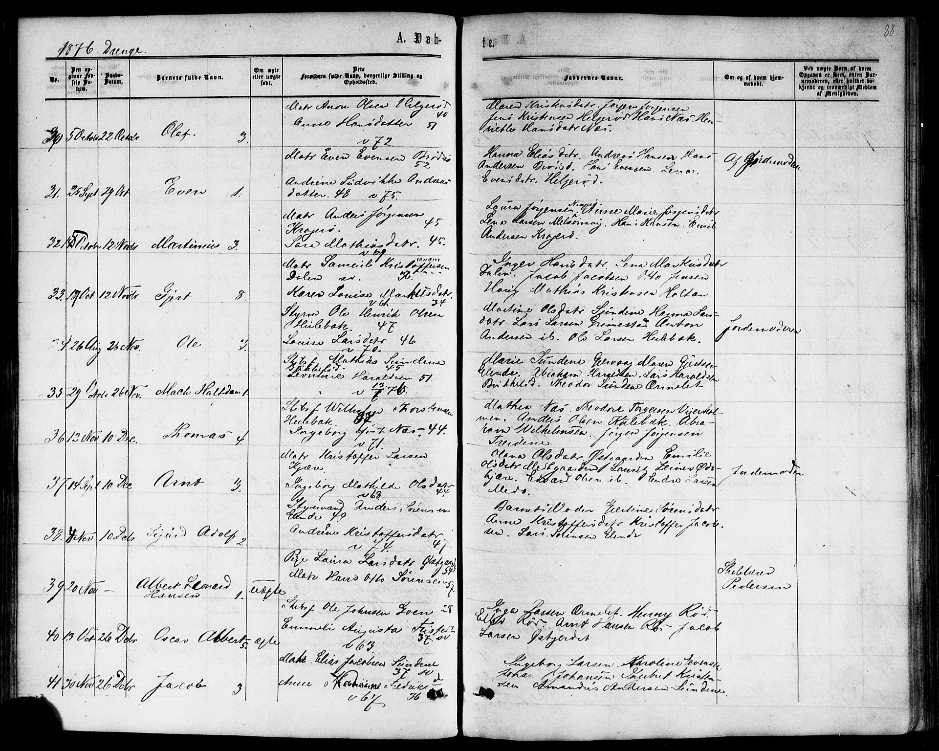 Nøtterøy kirkebøker, AV/SAKO-A-354/F/Fb/L0001: Parish register (official) no. II 1, 1865-1878, p. 88