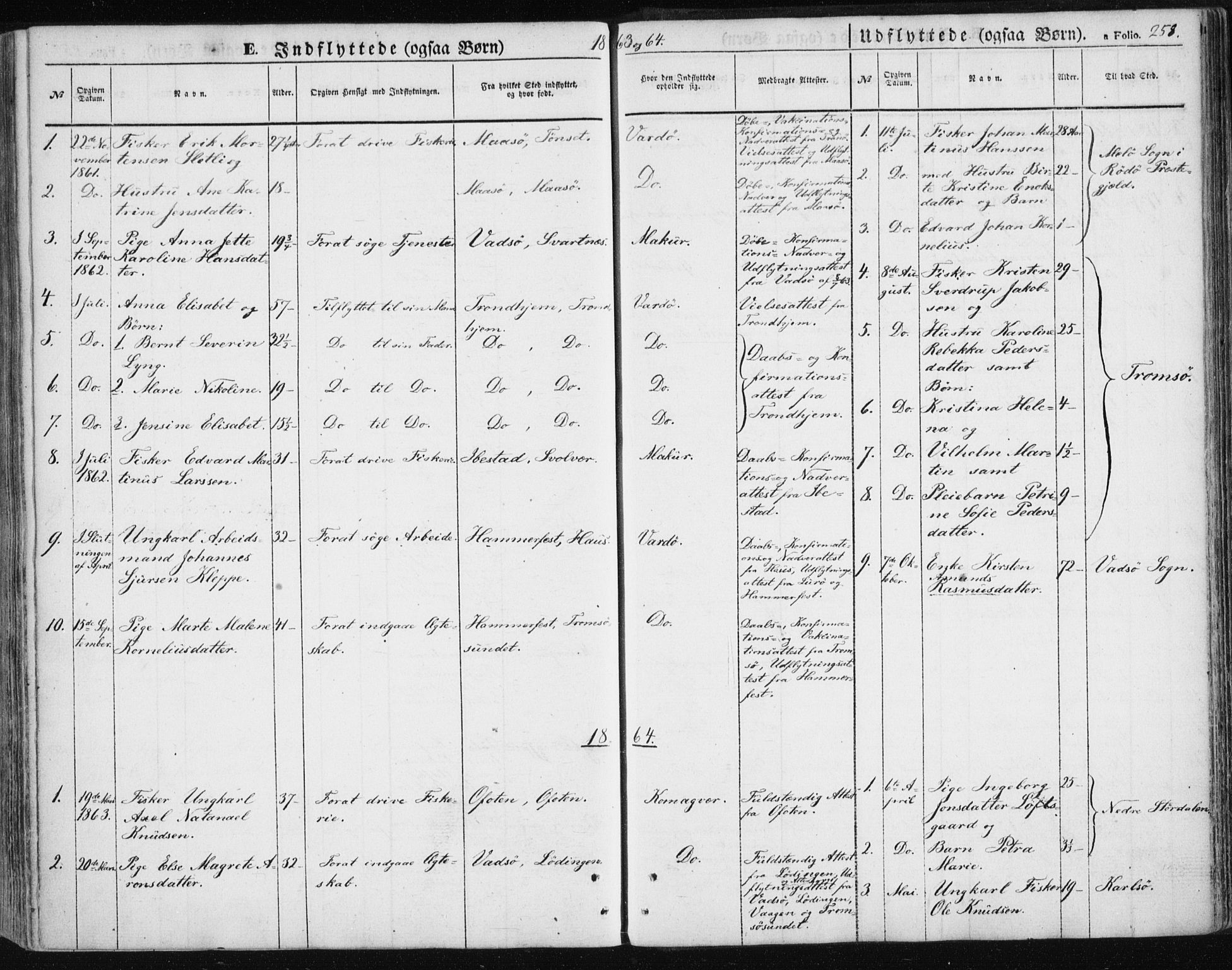 Vardø sokneprestkontor, SATØ/S-1332/H/Ha/L0004kirke: Parish register (official) no. 4, 1862-1871, p. 258