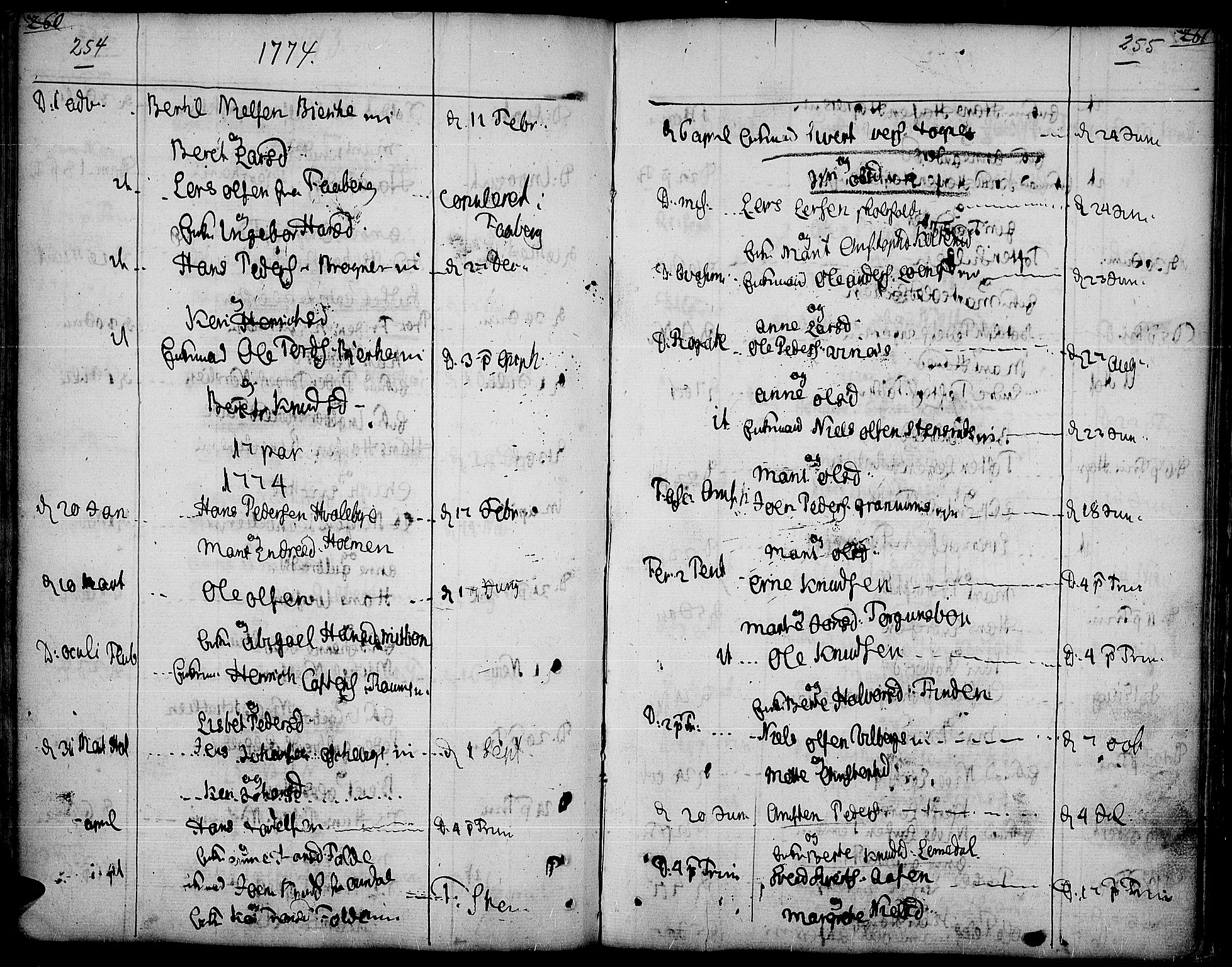 Land prestekontor, SAH/PREST-120/H/Ha/Haa/L0005: Parish register (official) no. 5, 1765-1784, p. 254-255