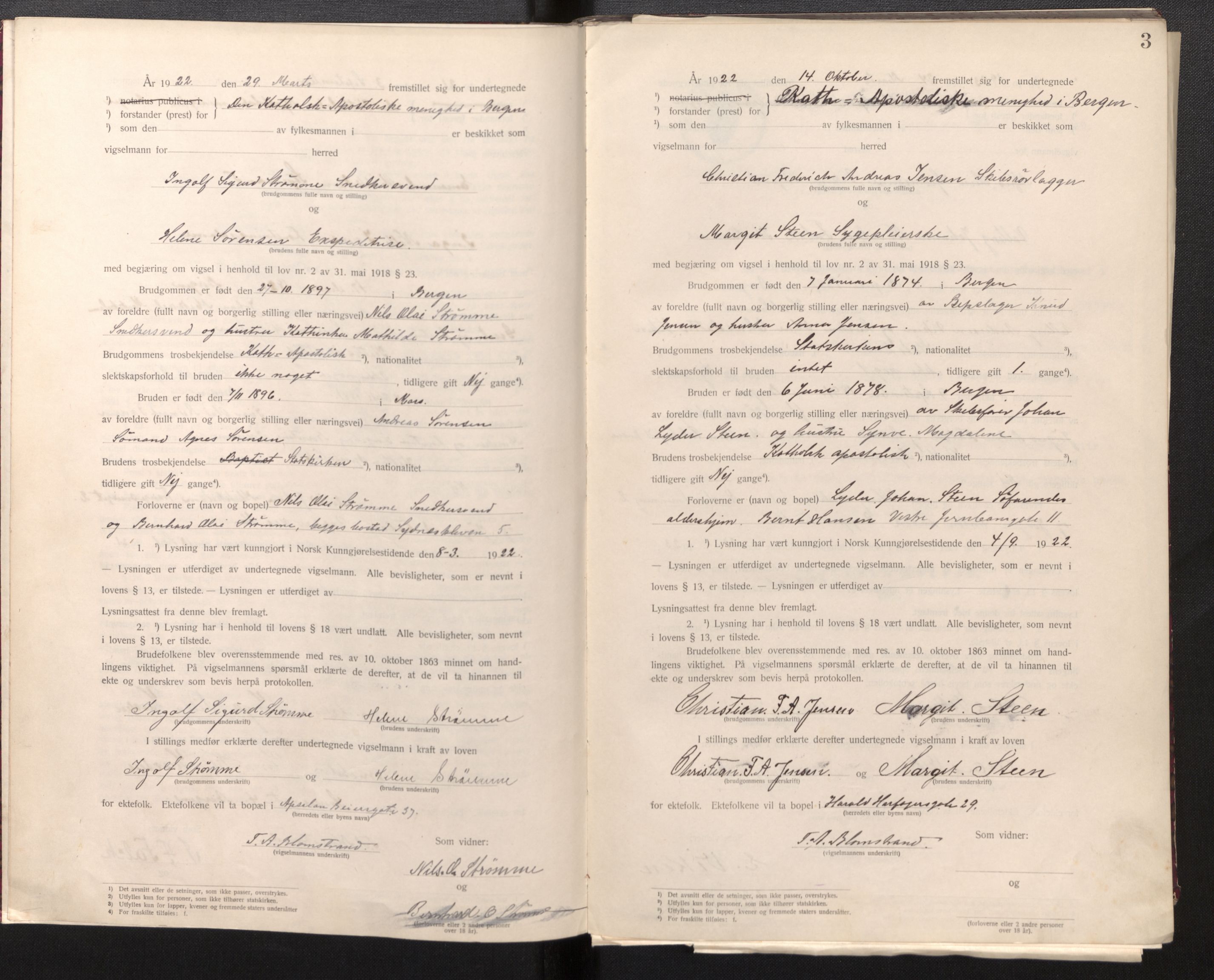 Den katolsk-apostoliske menighet, AV/SAB-SAB/PA-0331/F/L0004: Dissenter register no. 4, 1921-1938, p. 2b-3a