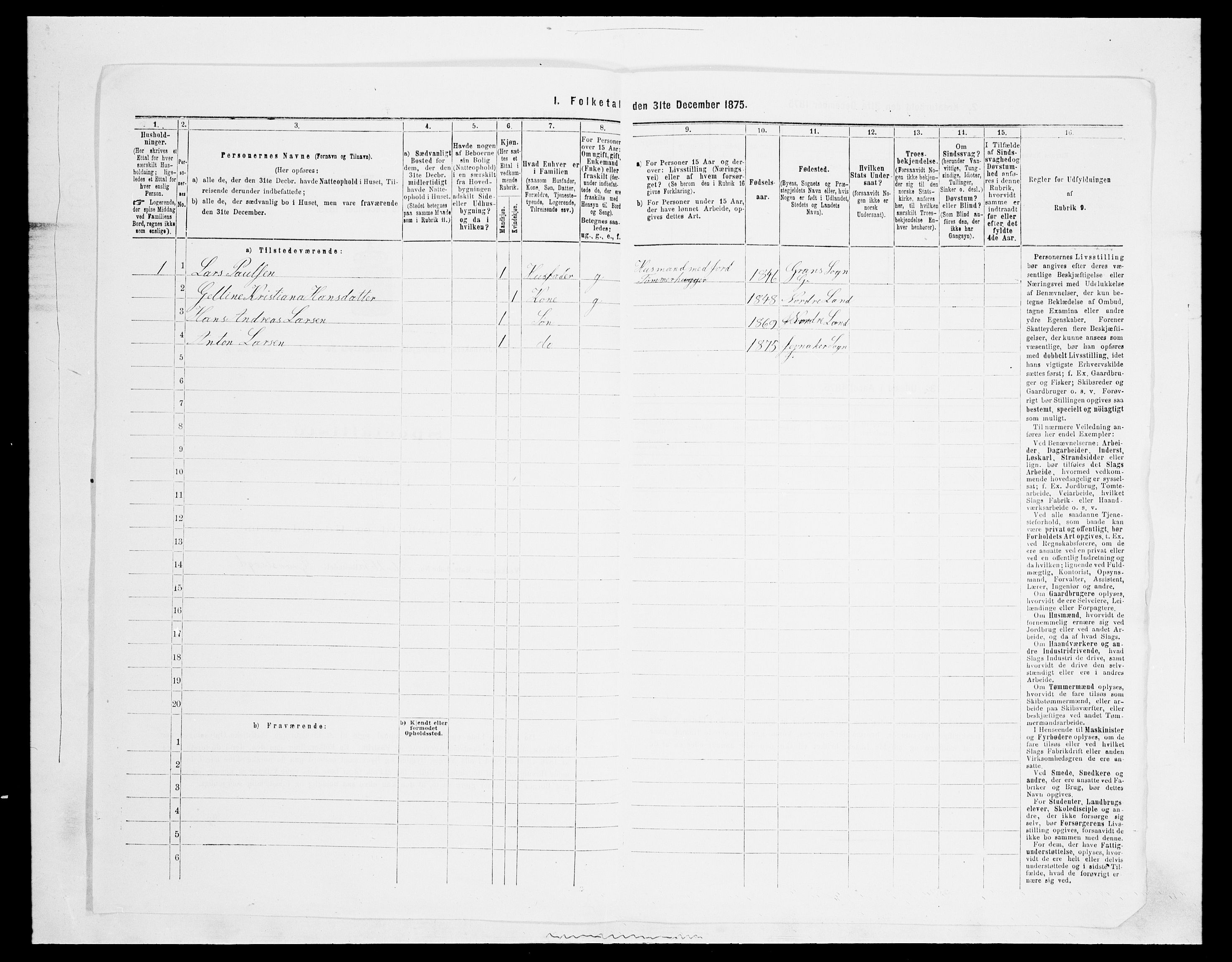 SAH, 1875 census for 0532P Jevnaker, 1875, p. 1505