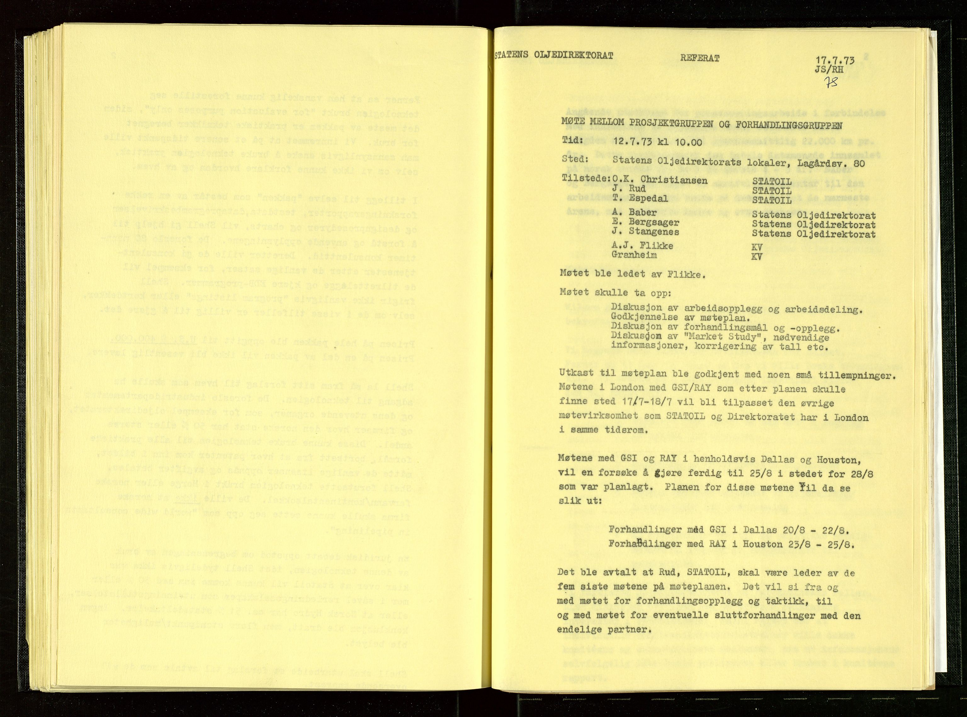 Oljedirektoratet, AV/SAST-A-101366/Aa/L0001: Referatprotokoller, 1973