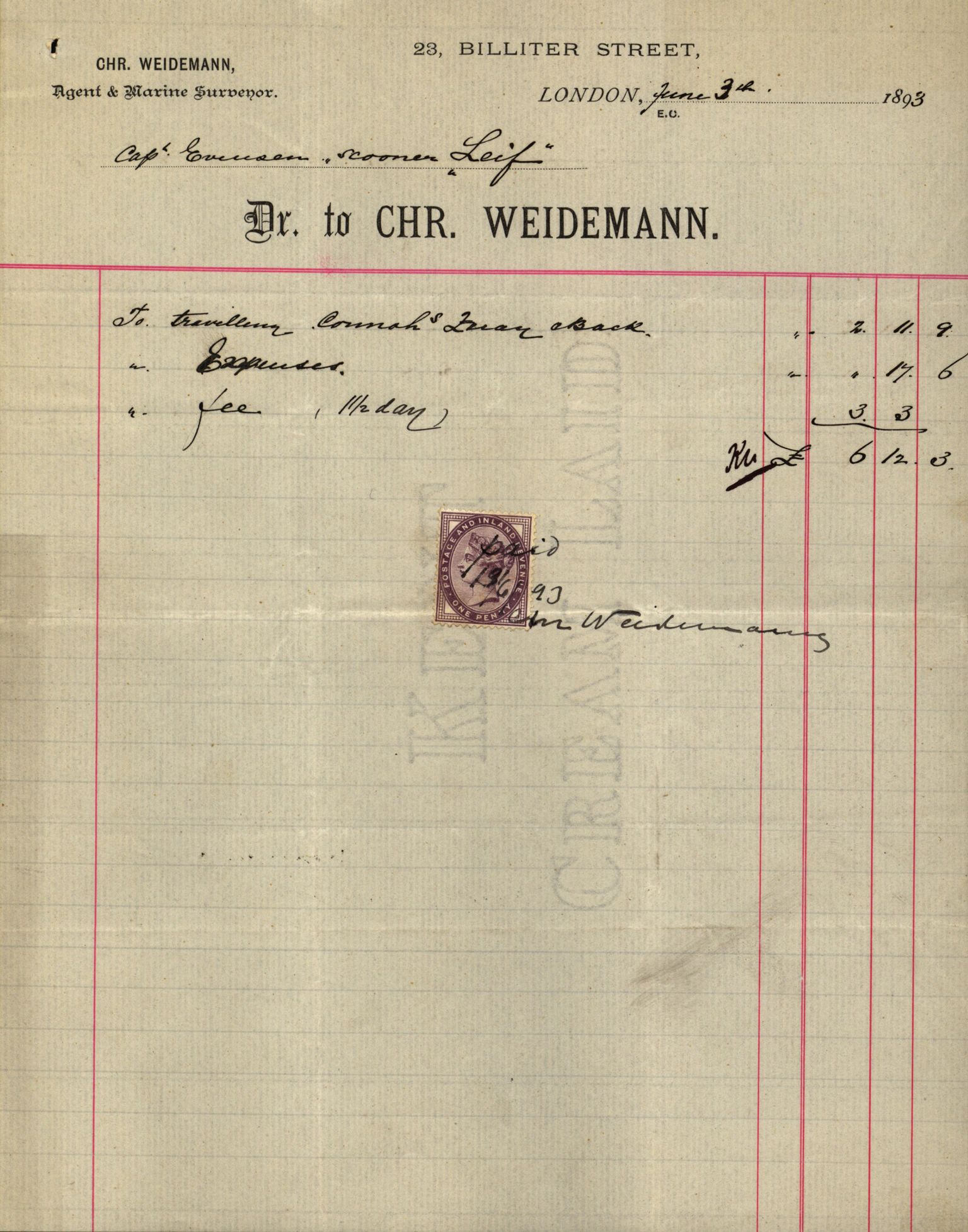 Pa 63 - Østlandske skibsassuranceforening, VEMU/A-1079/G/Ga/L0030/0001: Havaridokumenter / Leif, Korsvei, Margret, Mangerton, Mathilde, Island, Andover, 1893, p. 116