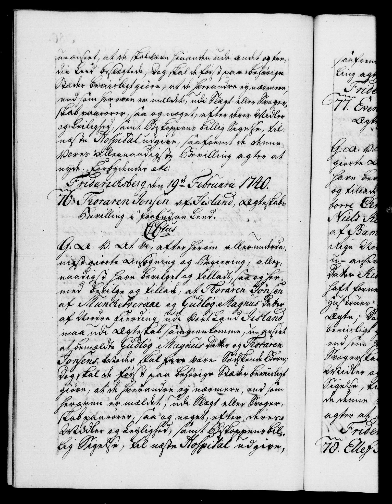 Danske Kanselli 1572-1799, AV/RA-EA-3023/F/Fc/Fca/Fcaa/L0031: Norske registre, 1739-1740, p. 380b