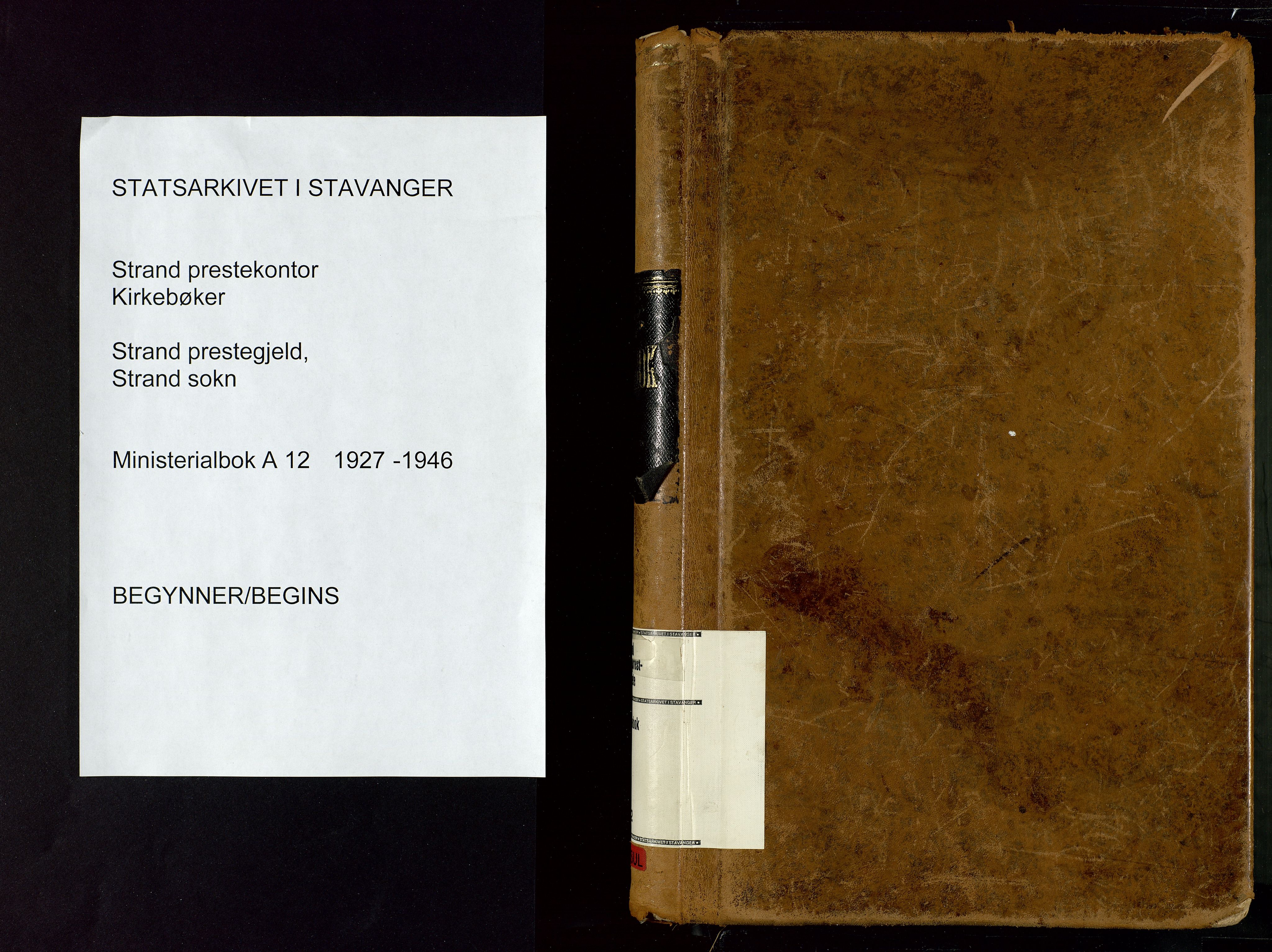 Strand sokneprestkontor, SAST/A-101828/H/Ha/Haa/L0012: Parish register (official) no. A 12, 1927-1946