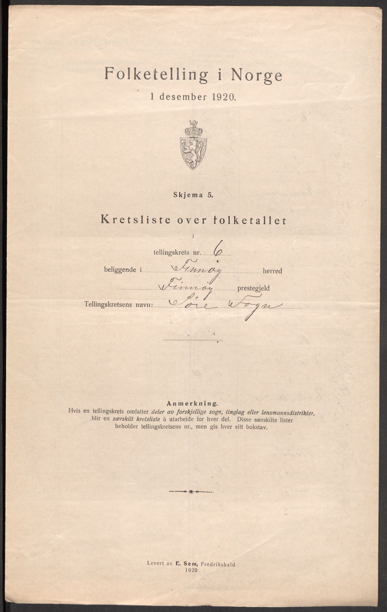 SAST, 1920 census for Finnøy, 1920, p. 24