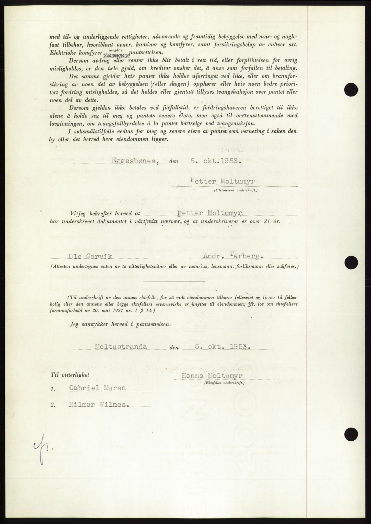 Søre Sunnmøre sorenskriveri, AV/SAT-A-4122/1/2/2C/L0124: Mortgage book no. 12B, 1953-1954, Diary no: : 2634/1953