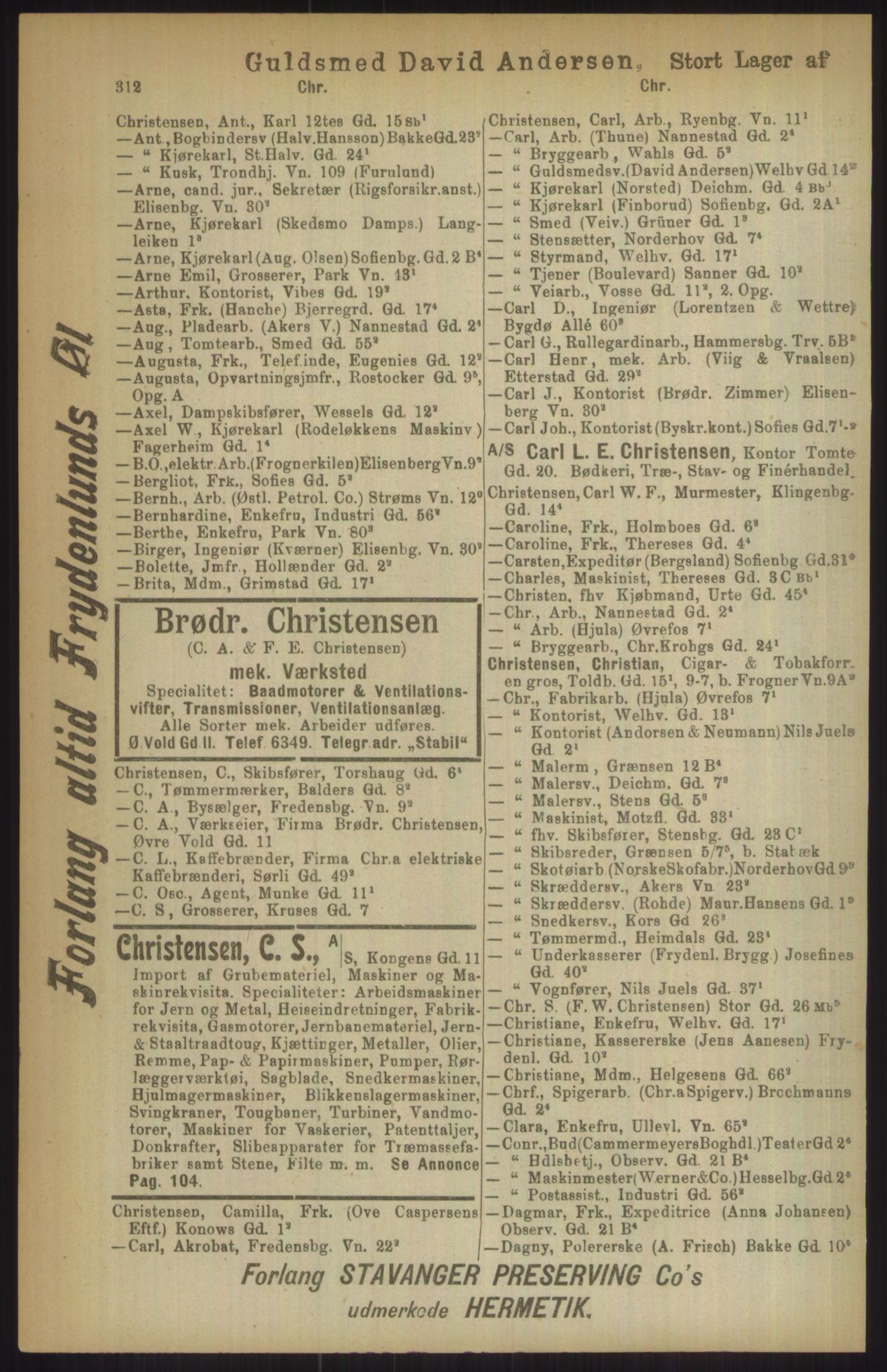 Kristiania/Oslo adressebok, PUBL/-, 1911, p. 312