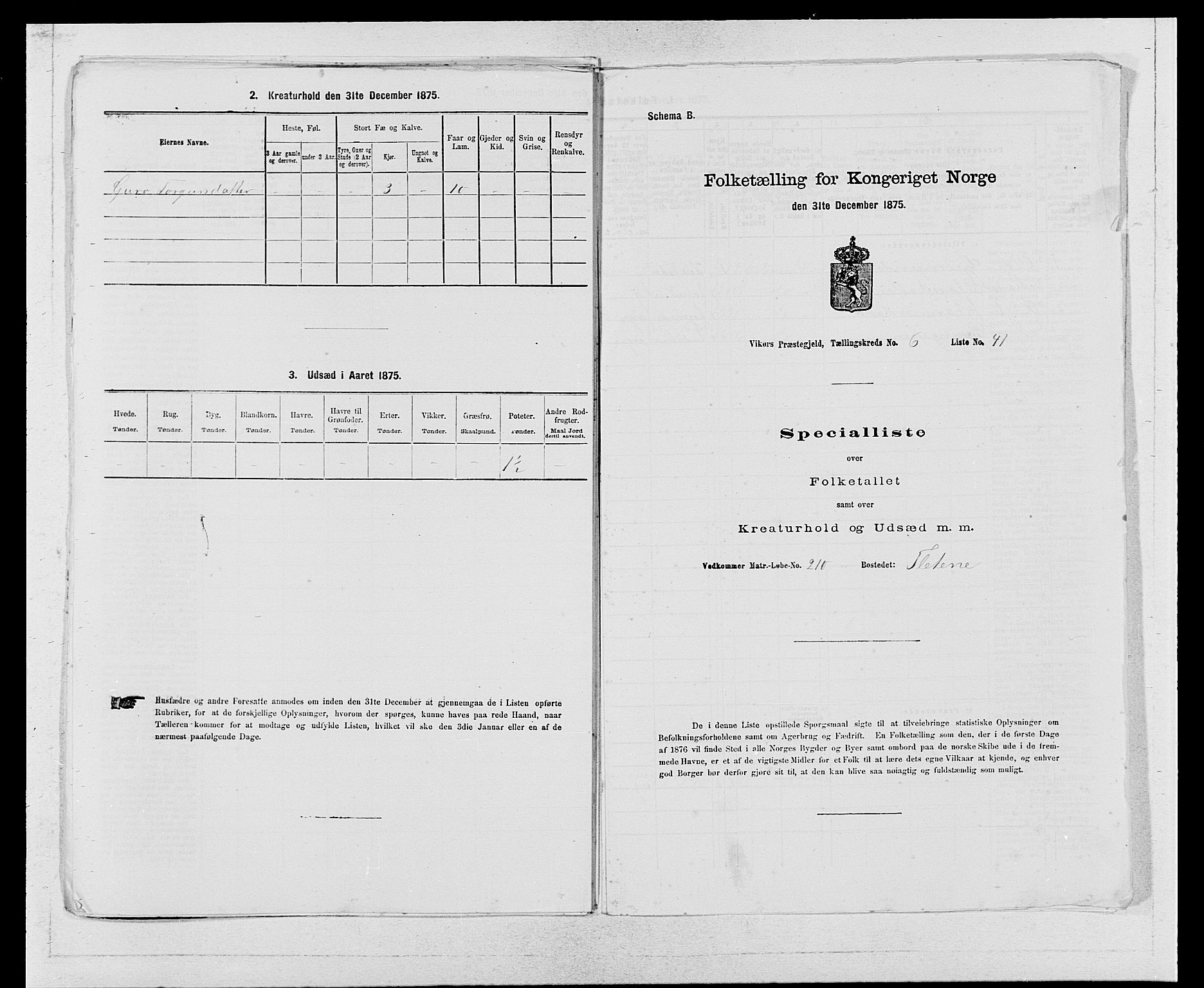 SAB, 1875 census for 1238P Vikør, 1875, p. 864