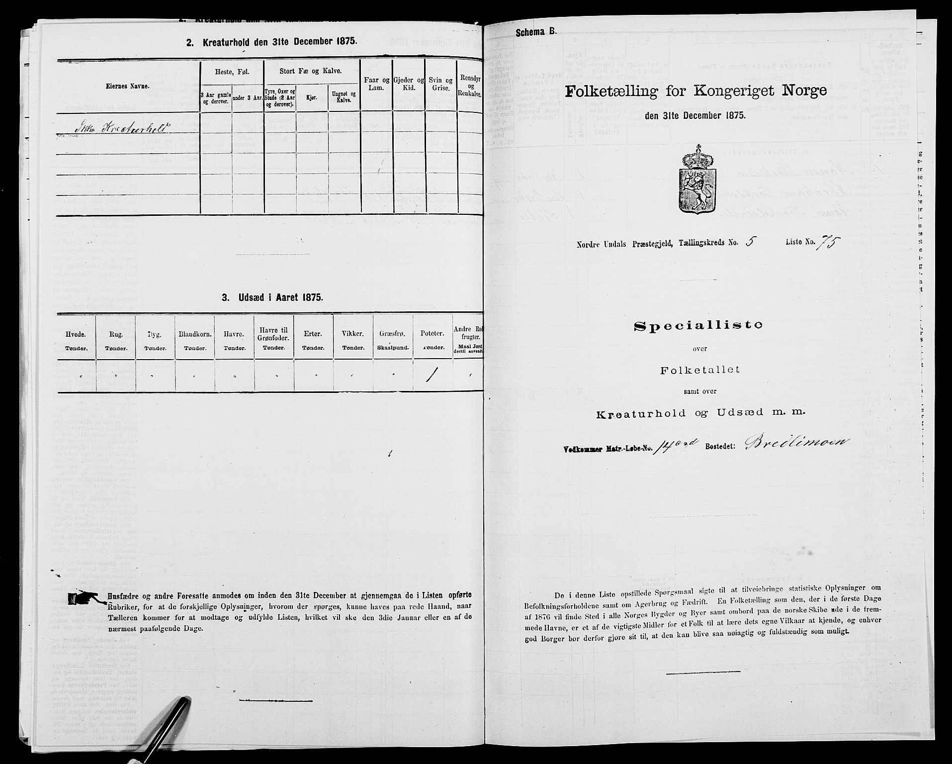 SAK, 1875 census for 1028P Nord-Audnedal, 1875, p. 600