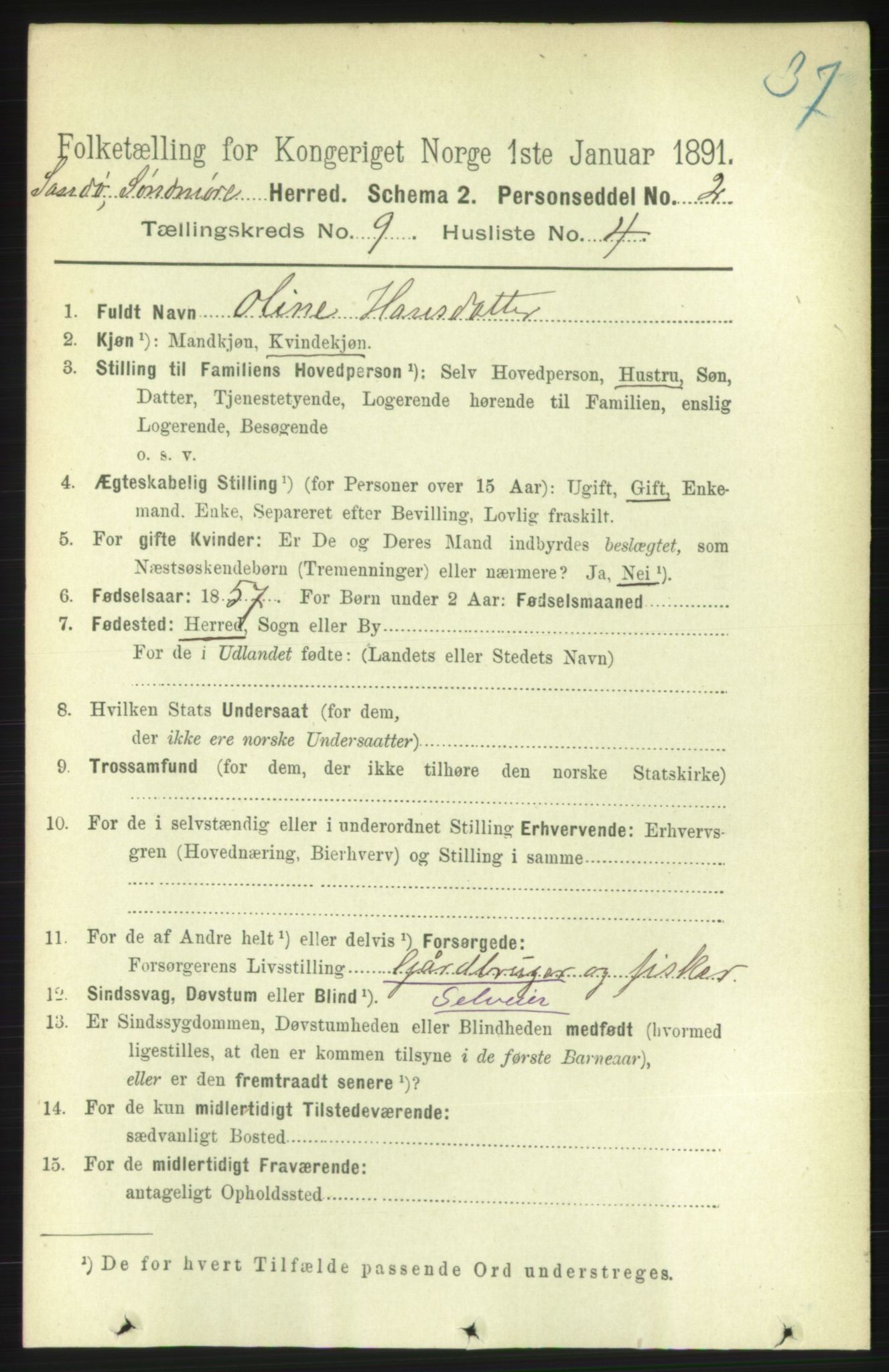 RA, 1891 census for 1514 Sande, 1891, p. 1514