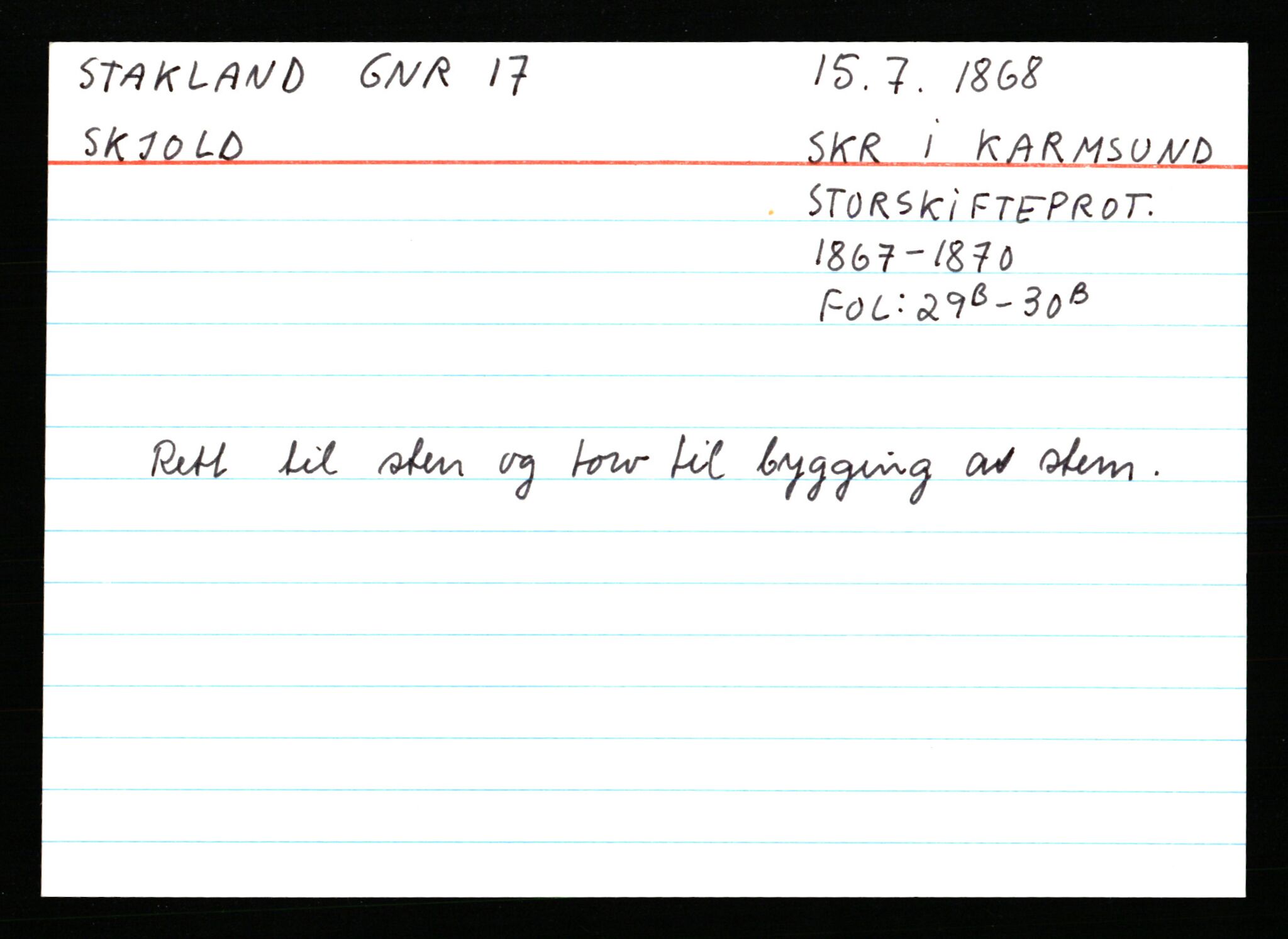 Statsarkivet i Stavanger, AV/SAST-A-101971/03/Y/Ym/L0054: Åstedskort sortert etter gårdsnavn: Soleim - Stavneim, 1600-1950, p. 219