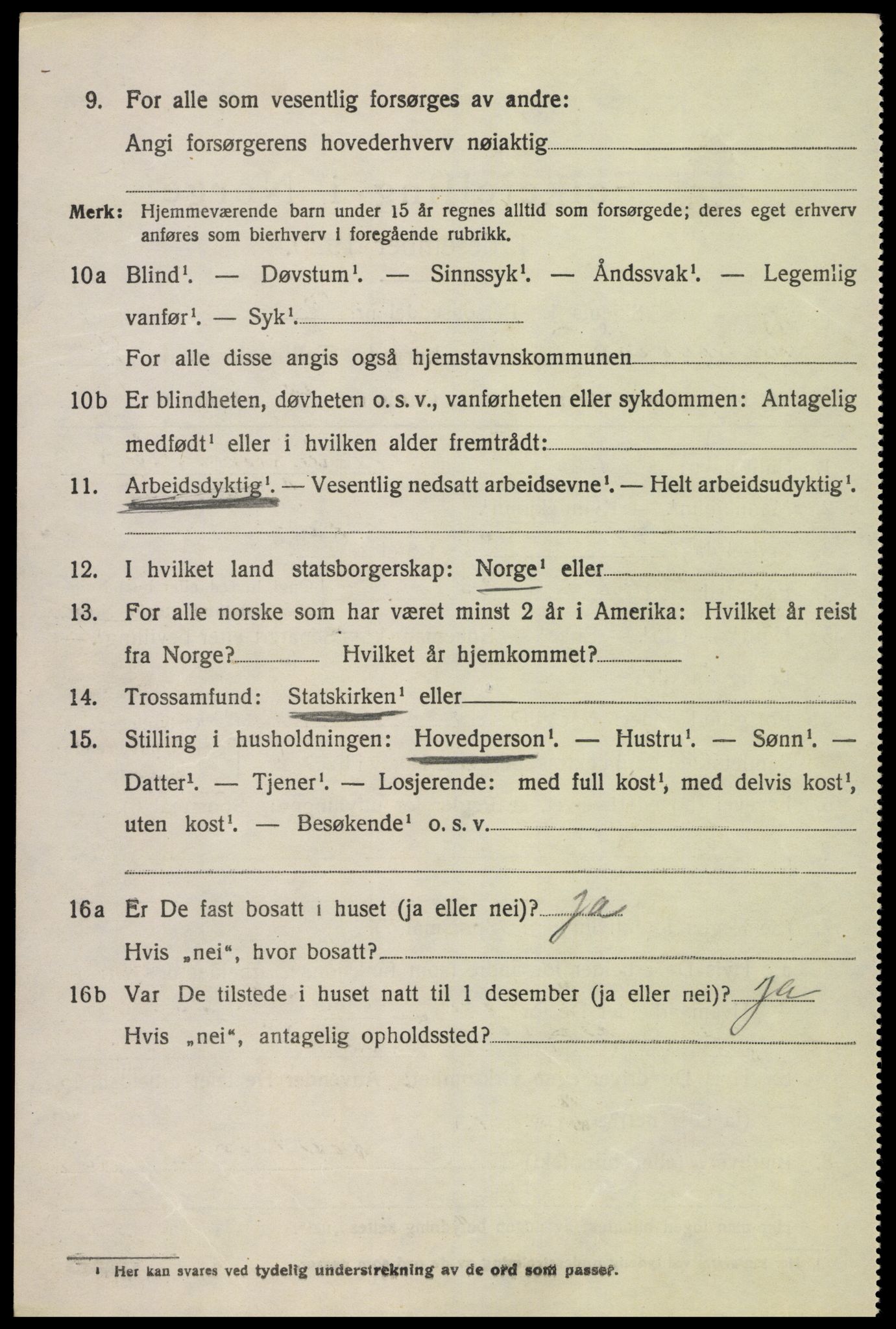 SAK, 1920 census for Vigmostad, 1920, p. 1188