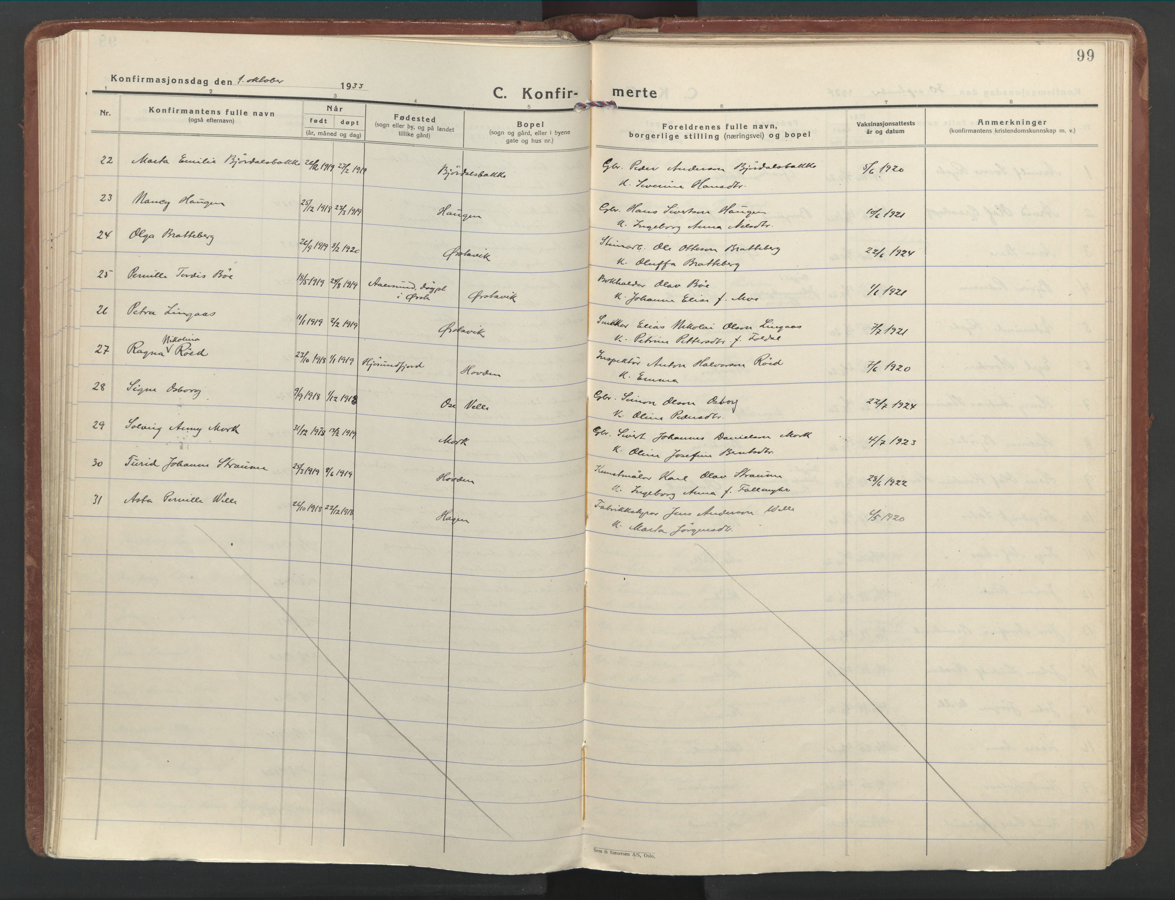 Ministerialprotokoller, klokkerbøker og fødselsregistre - Møre og Romsdal, AV/SAT-A-1454/513/L0181: Parish register (official) no. 513A08, 1930-1943, p. 99