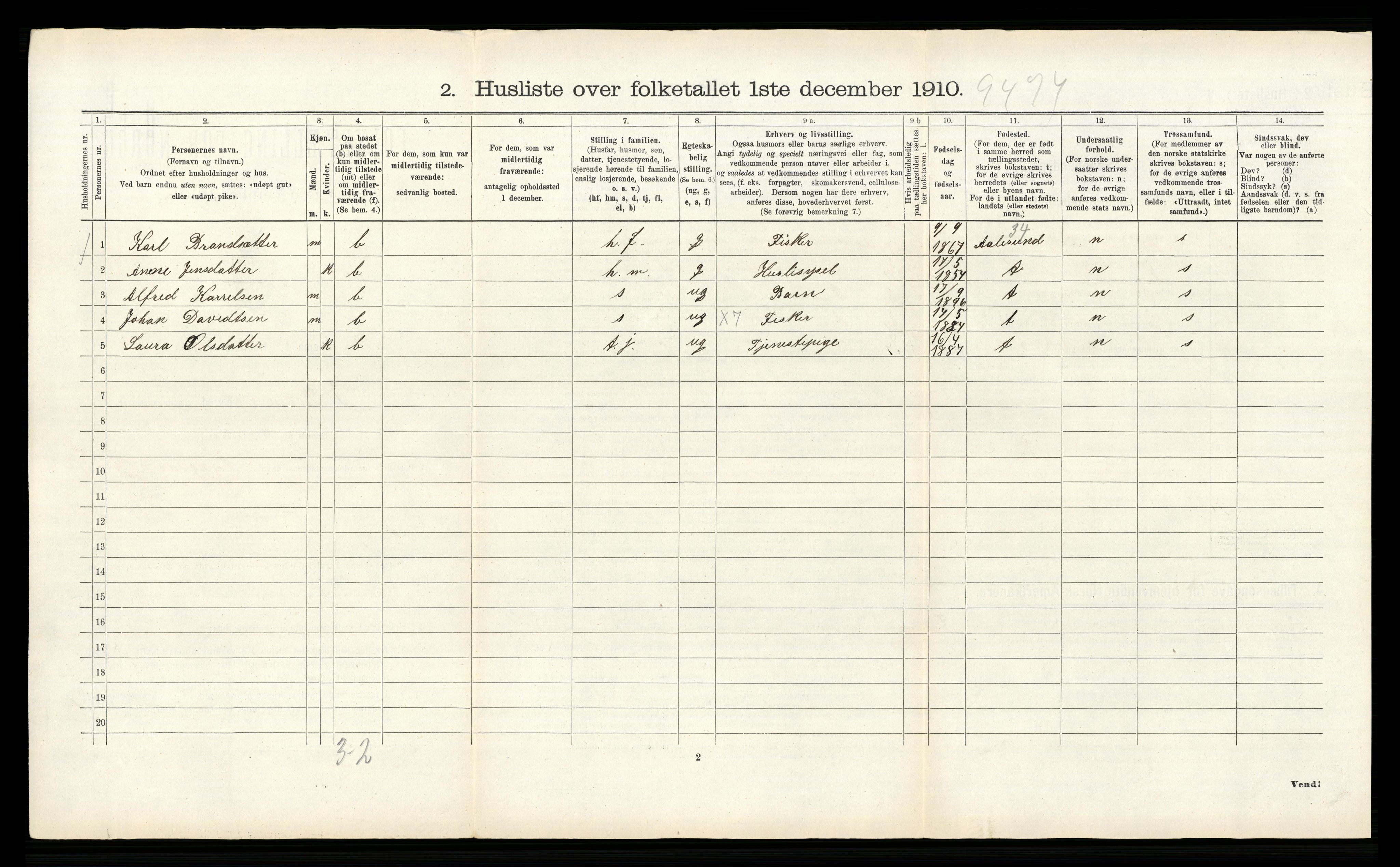 RA, 1910 census for Bodin, 1910, p. 164