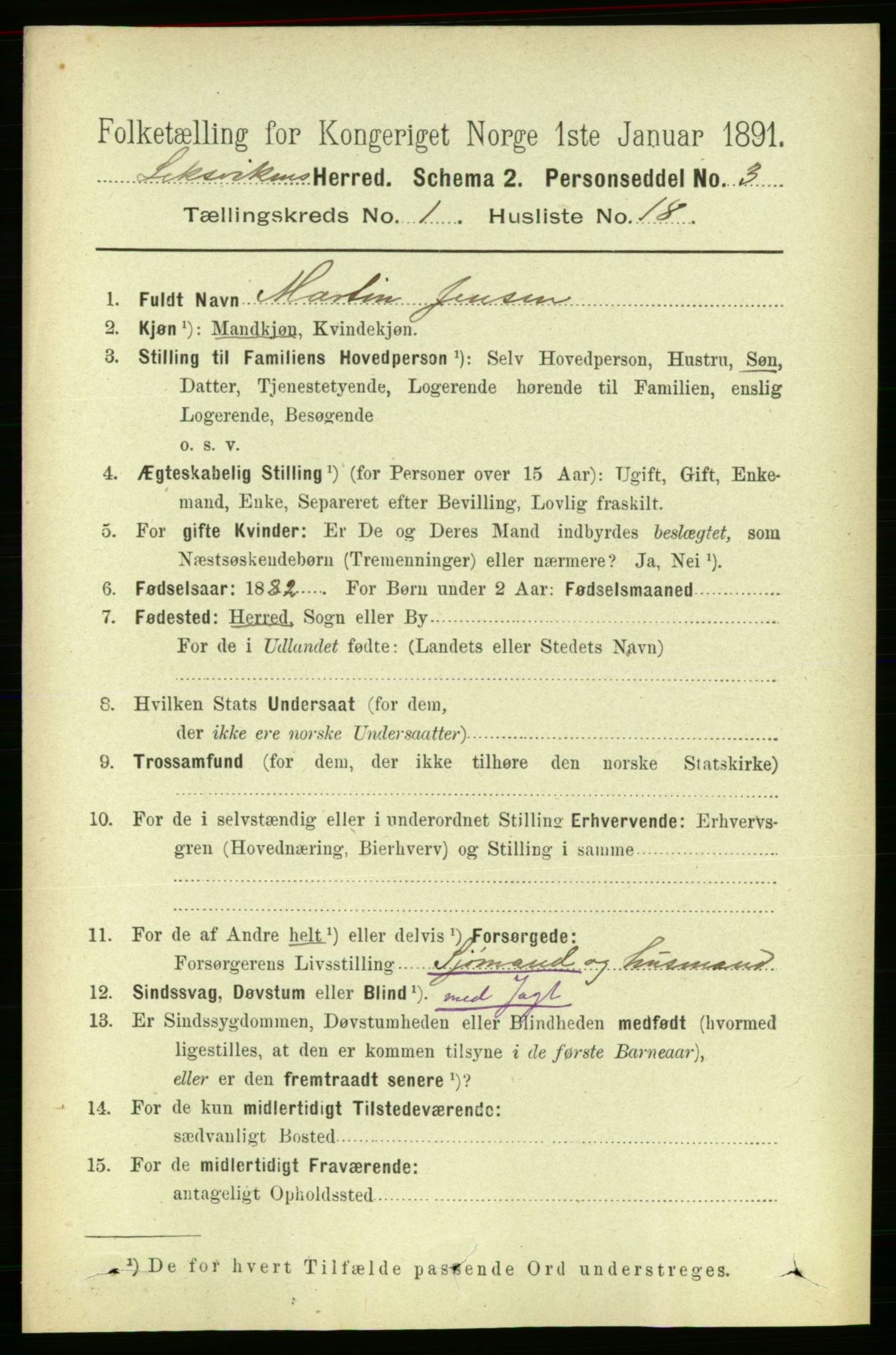 RA, 1891 census for 1718 Leksvik, 1891, p. 221