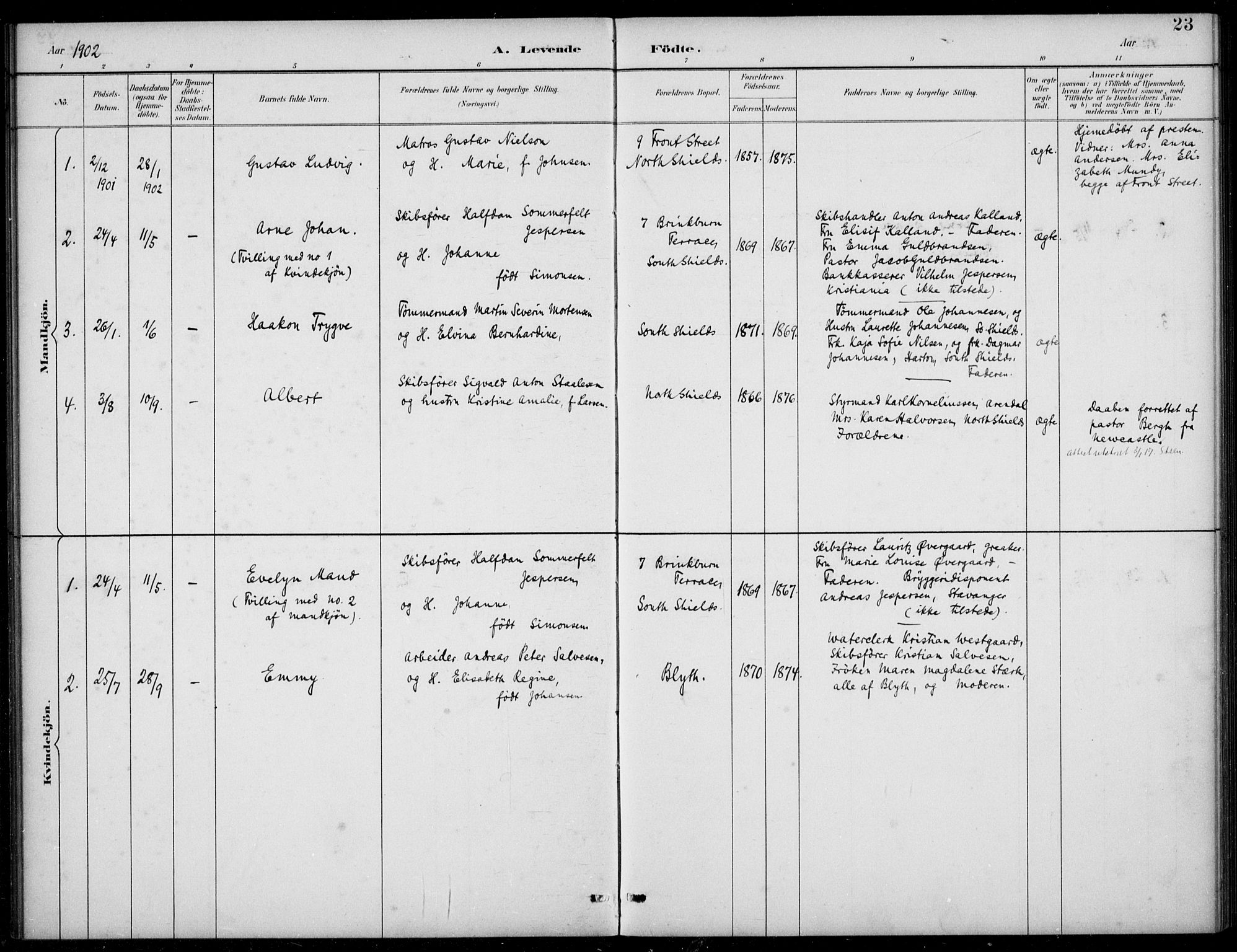 Den norske sjømannsmisjon i utlandet/Tyne-havnene (North Shields og New Castle), SAB/SAB/PA-0101/H/Ha/L0002: Parish register (official) no. A 2, 1883-1938, p. 23