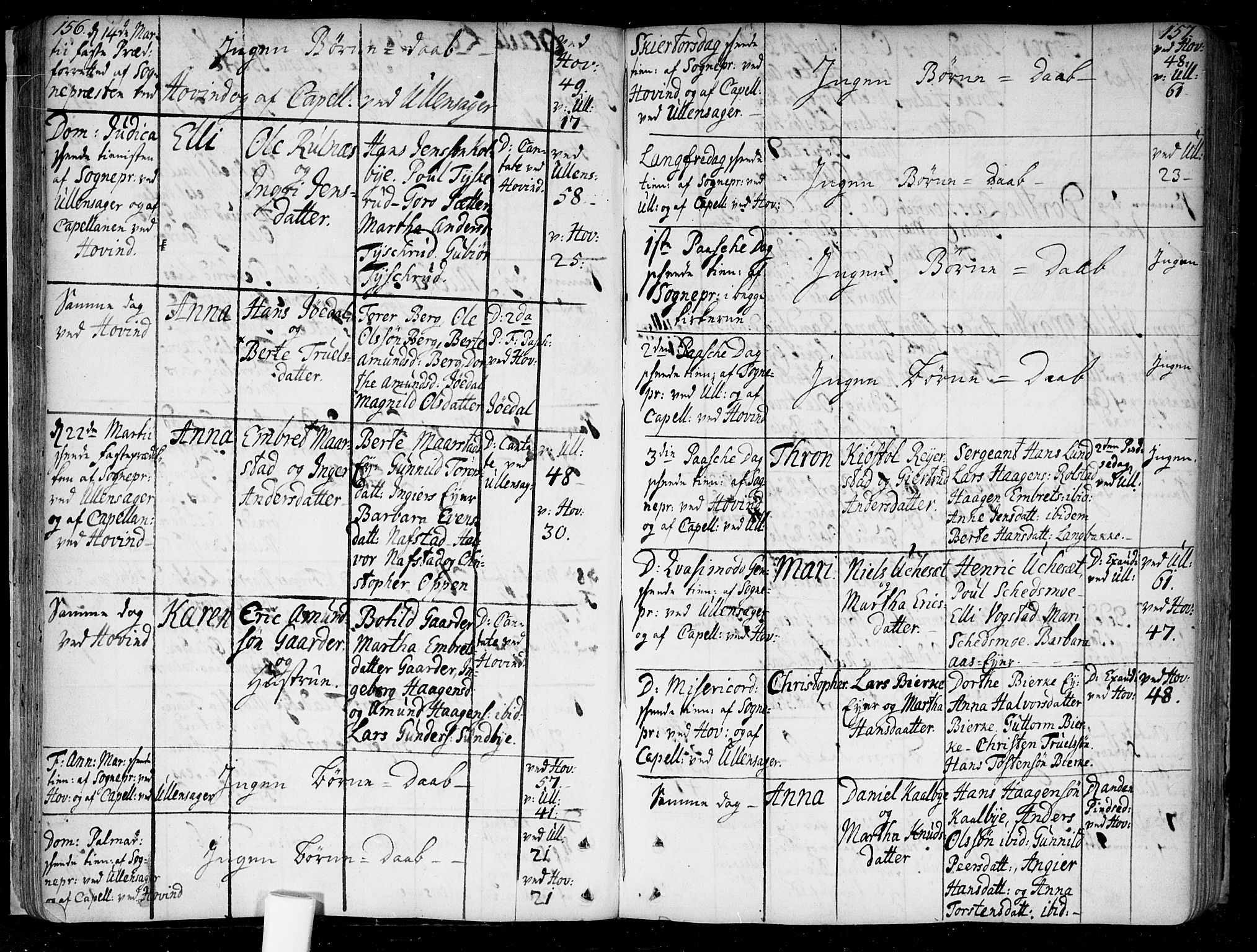 Ullensaker prestekontor Kirkebøker, AV/SAO-A-10236a/F/Fa/L0005: Parish register (official) no. I 5, 1733-1762, p. 156-157