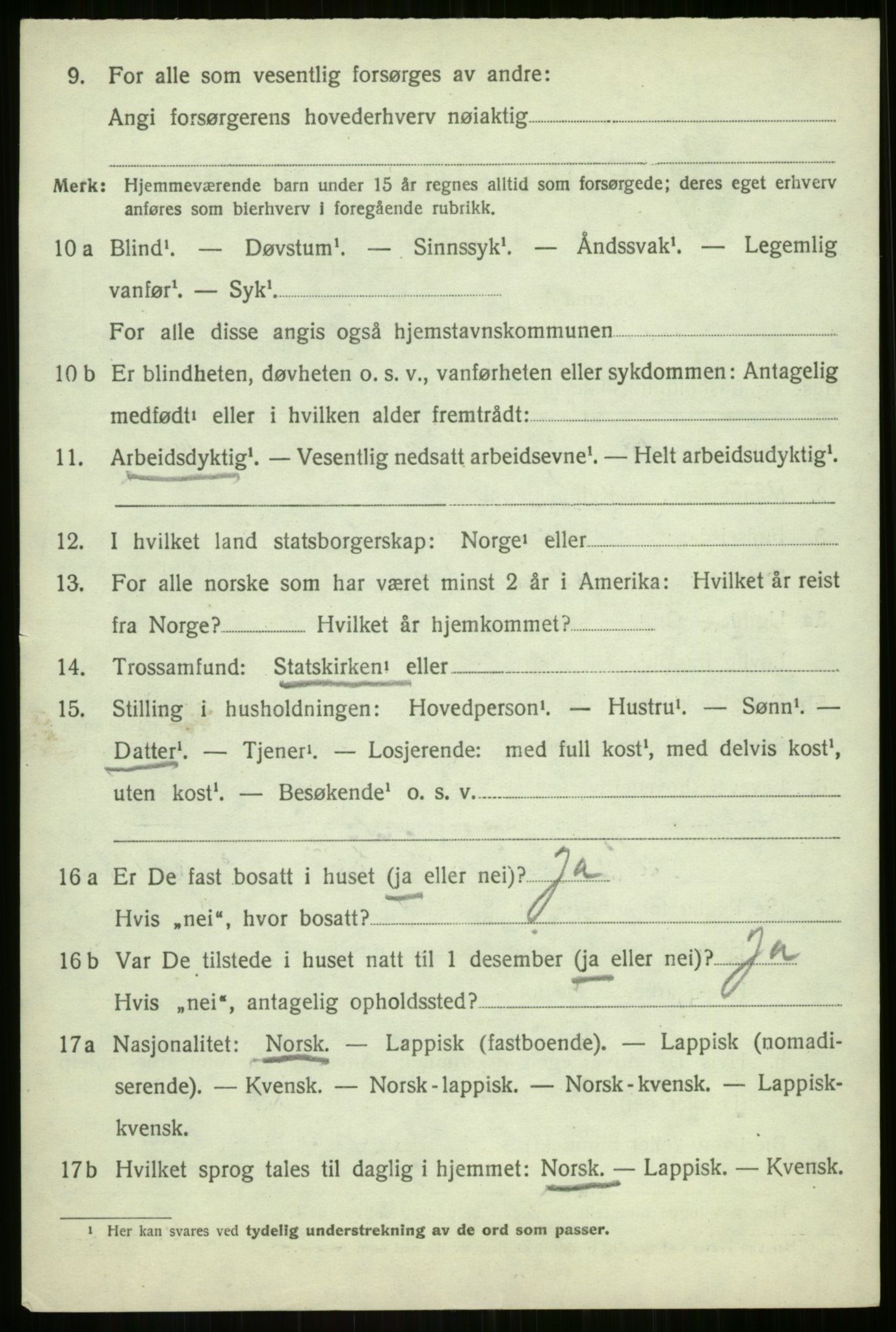 SATØ, 1920 census for Malangen, 1920, p. 3134