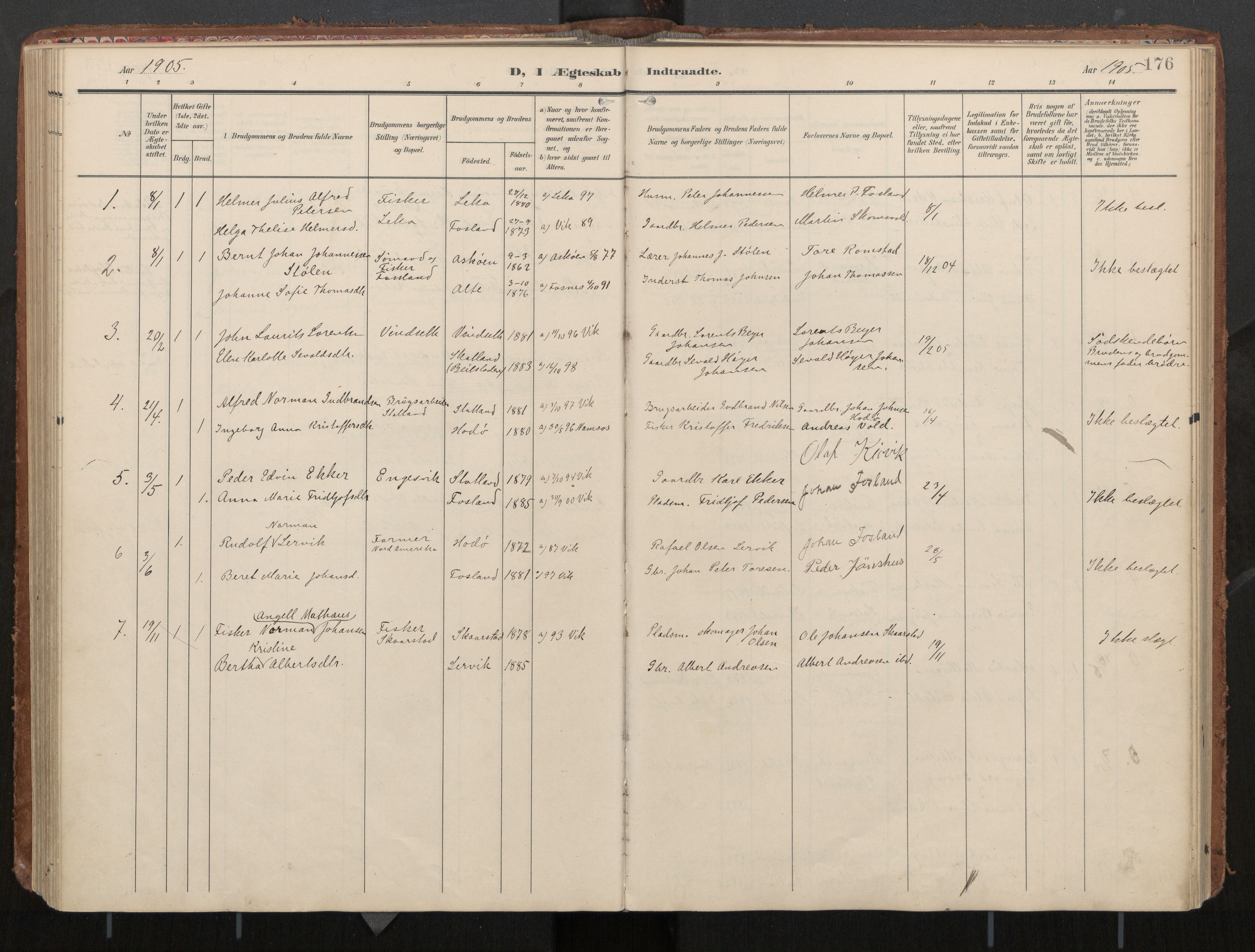 Ministerialprotokoller, klokkerbøker og fødselsregistre - Nord-Trøndelag, AV/SAT-A-1458/774/L0629: Parish register (official), 1904-1926, p. 176