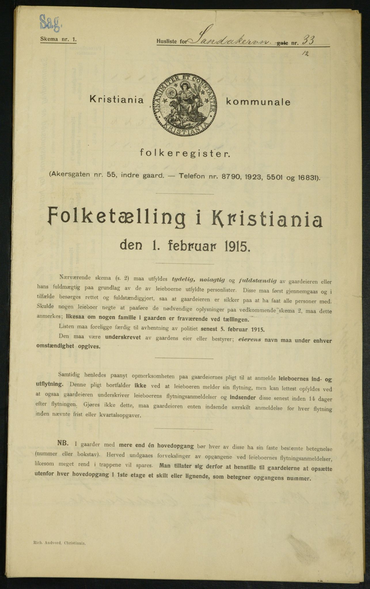 OBA, Municipal Census 1915 for Kristiania, 1915, p. 86666