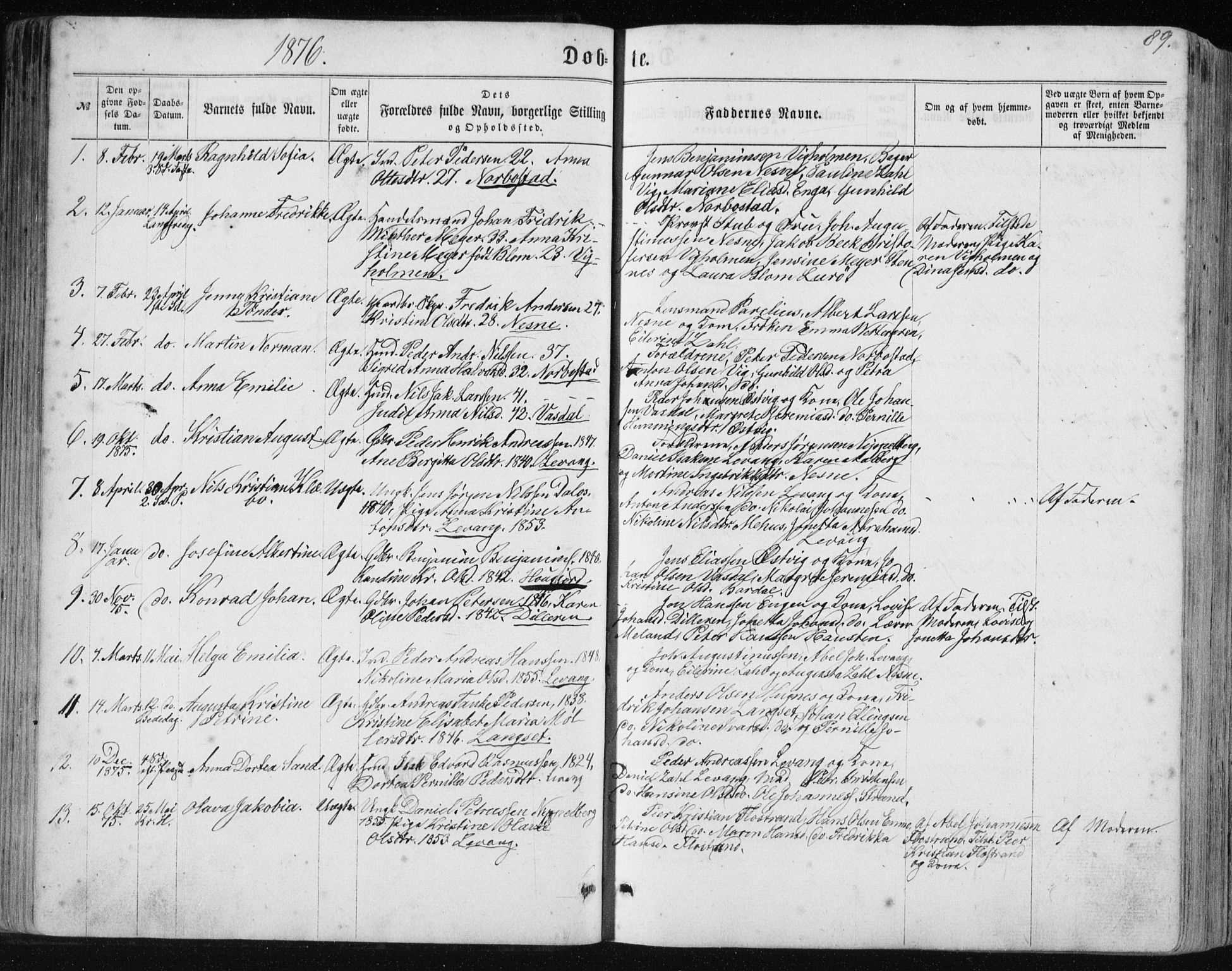 Ministerialprotokoller, klokkerbøker og fødselsregistre - Nordland, SAT/A-1459/838/L0556: Parish register (copy) no. 838C03, 1861-1893, p. 89