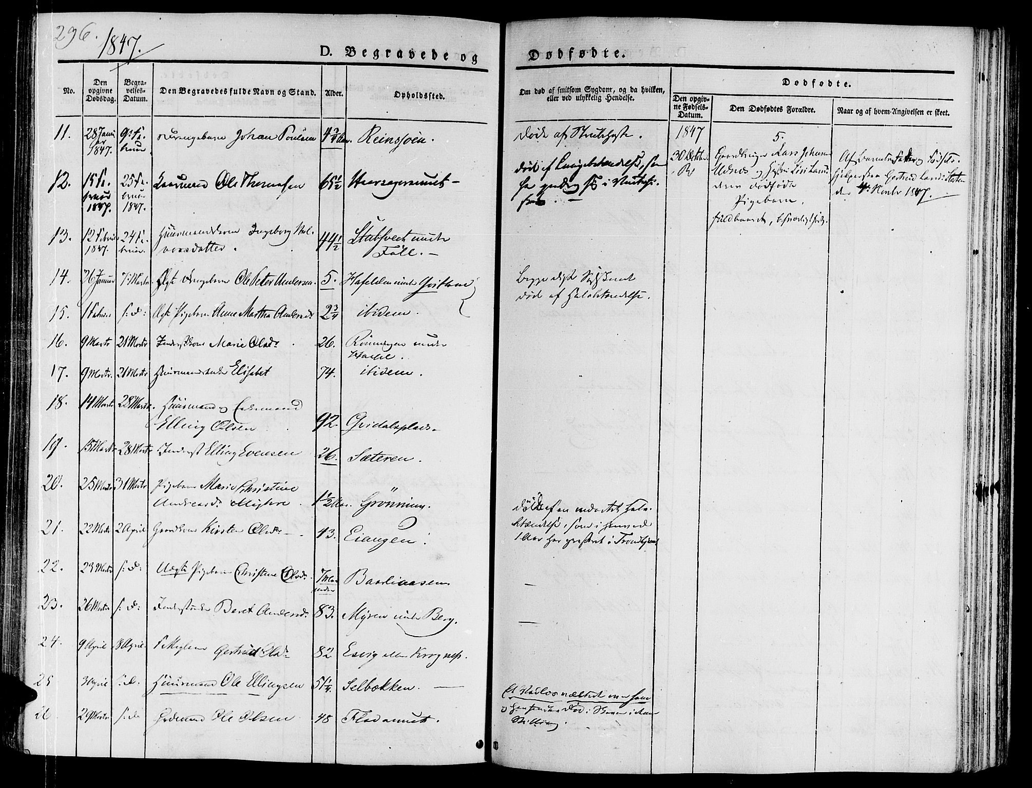 Ministerialprotokoller, klokkerbøker og fødselsregistre - Sør-Trøndelag, AV/SAT-A-1456/646/L0610: Parish register (official) no. 646A08, 1837-1847, p. 296