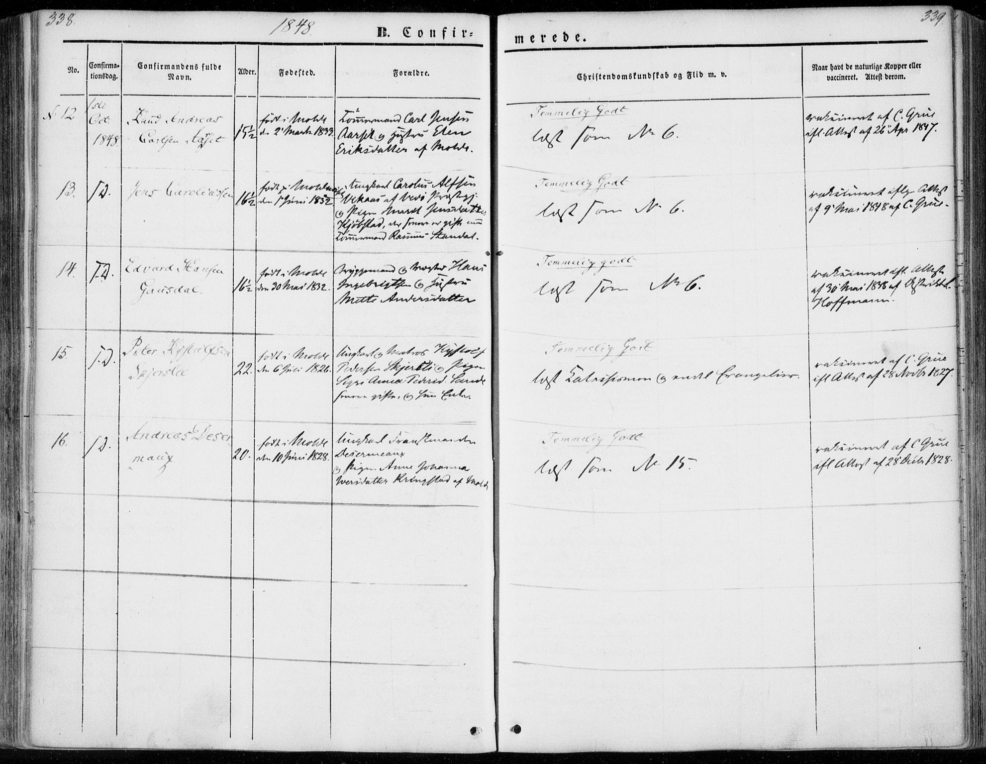 Ministerialprotokoller, klokkerbøker og fødselsregistre - Møre og Romsdal, AV/SAT-A-1454/558/L0689: Parish register (official) no. 558A03, 1843-1872, p. 338-339