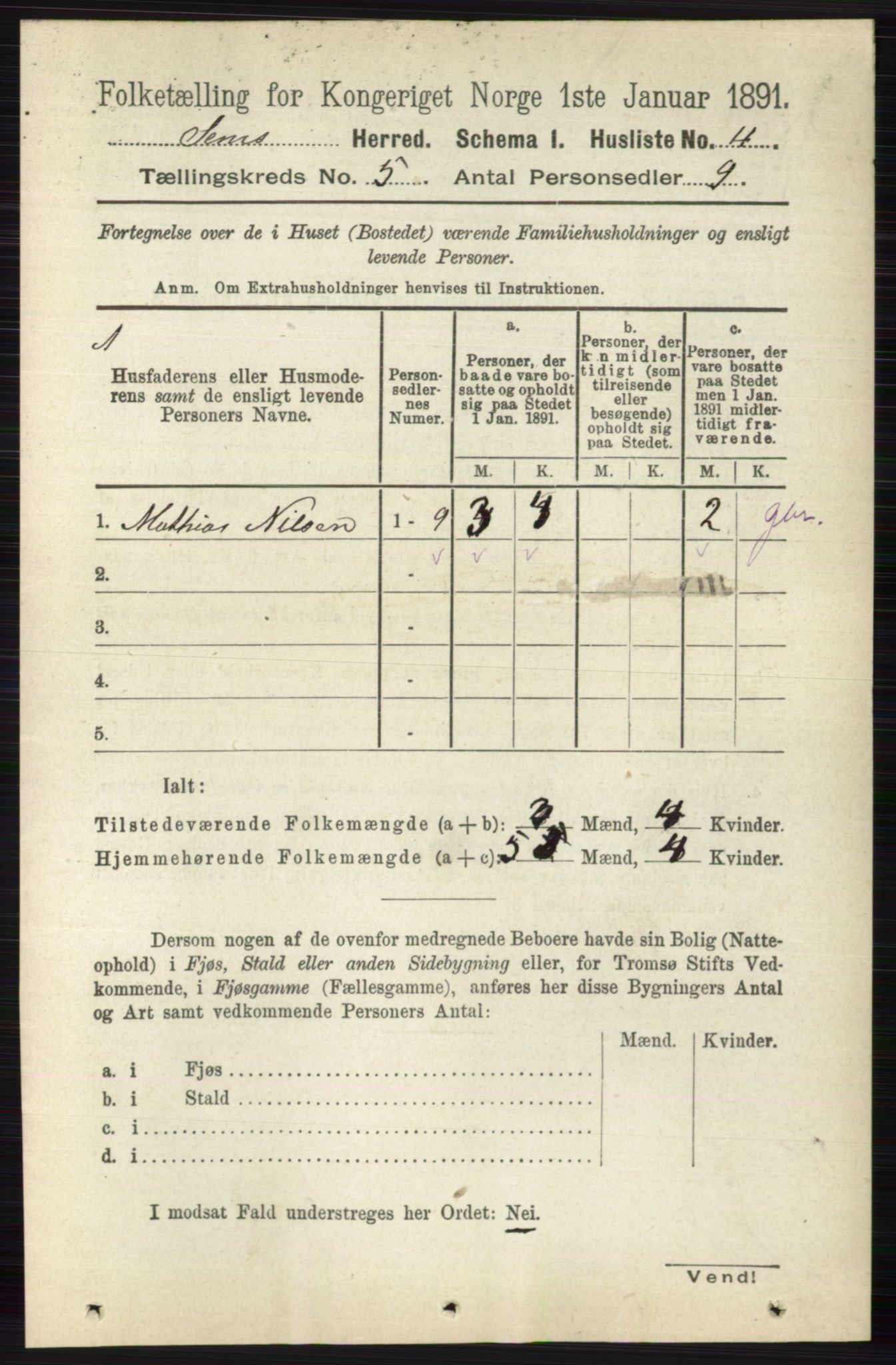 RA, 1891 census for 0721 Sem, 1891, p. 1969