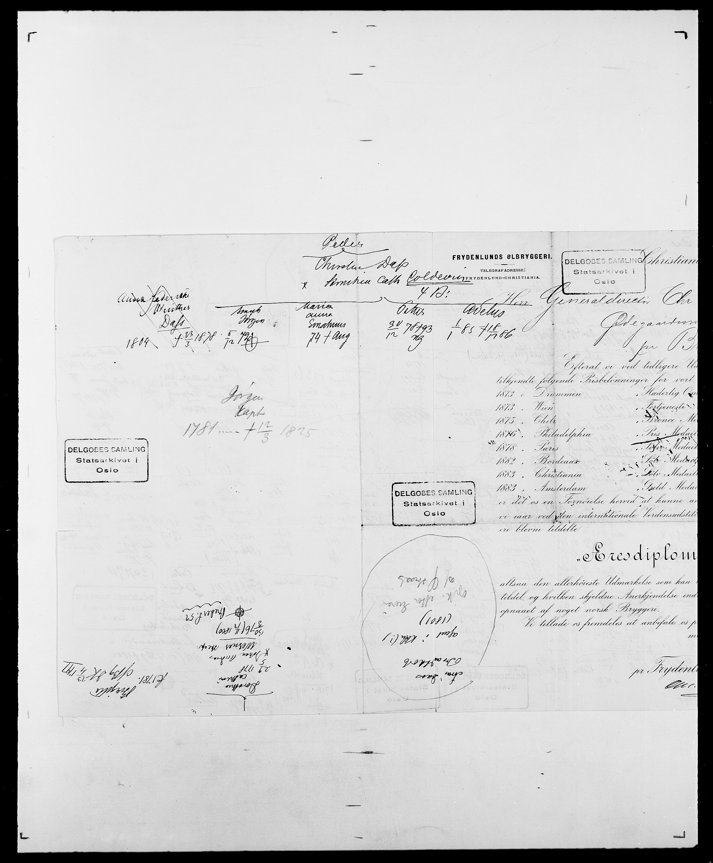 Delgobe, Charles Antoine - samling, AV/SAO-PAO-0038/D/Da/L0009: Dahl - v. Düren, p. 352