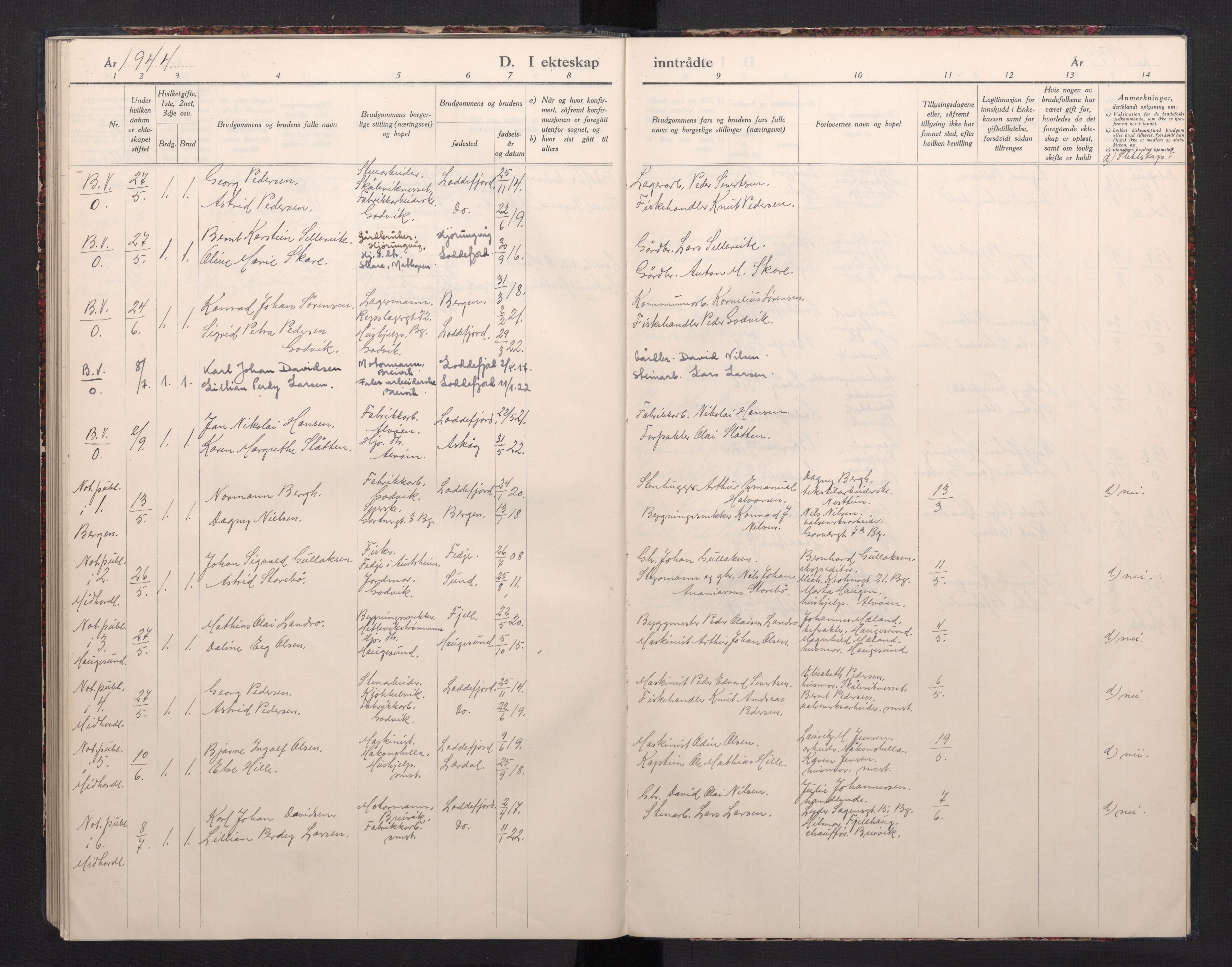 Laksevåg Sokneprestembete, SAB/A-76501/H/Ha/Haa/Haaa/L0004: Parish register (official) no. A 4, 1943-1946