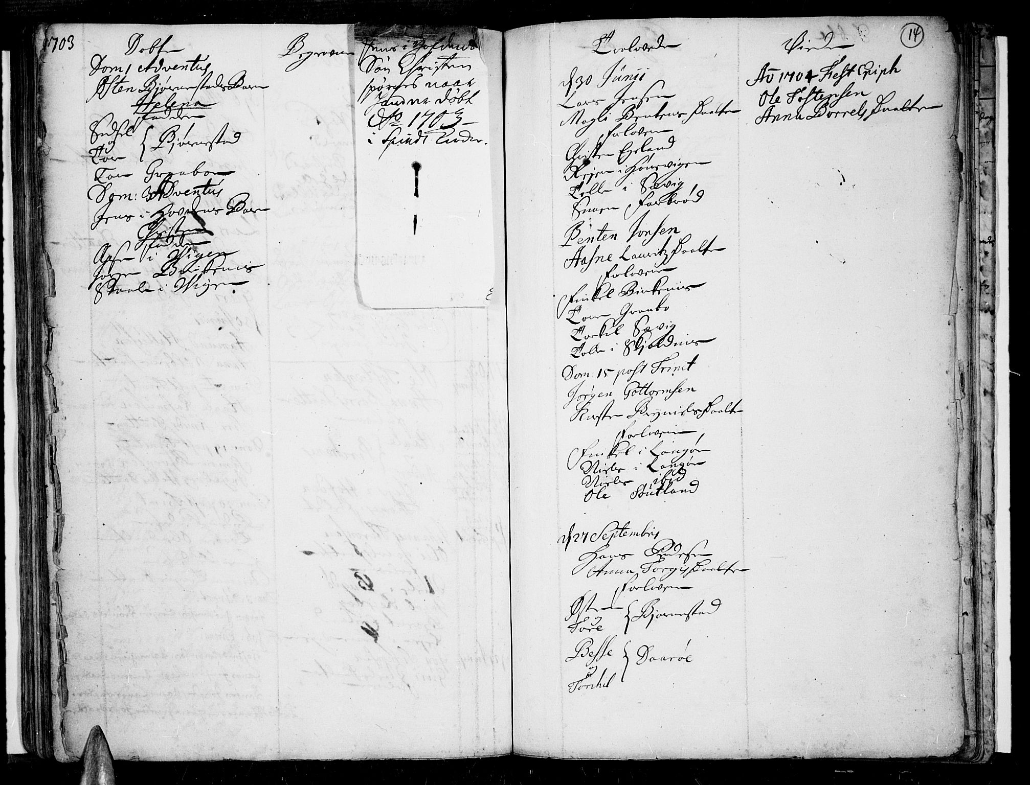 Lista sokneprestkontor, AV/SAK-1111-0027/F/Fa/L0001: Parish register (official) no. A 1 /3, 1693-1714, p. 14