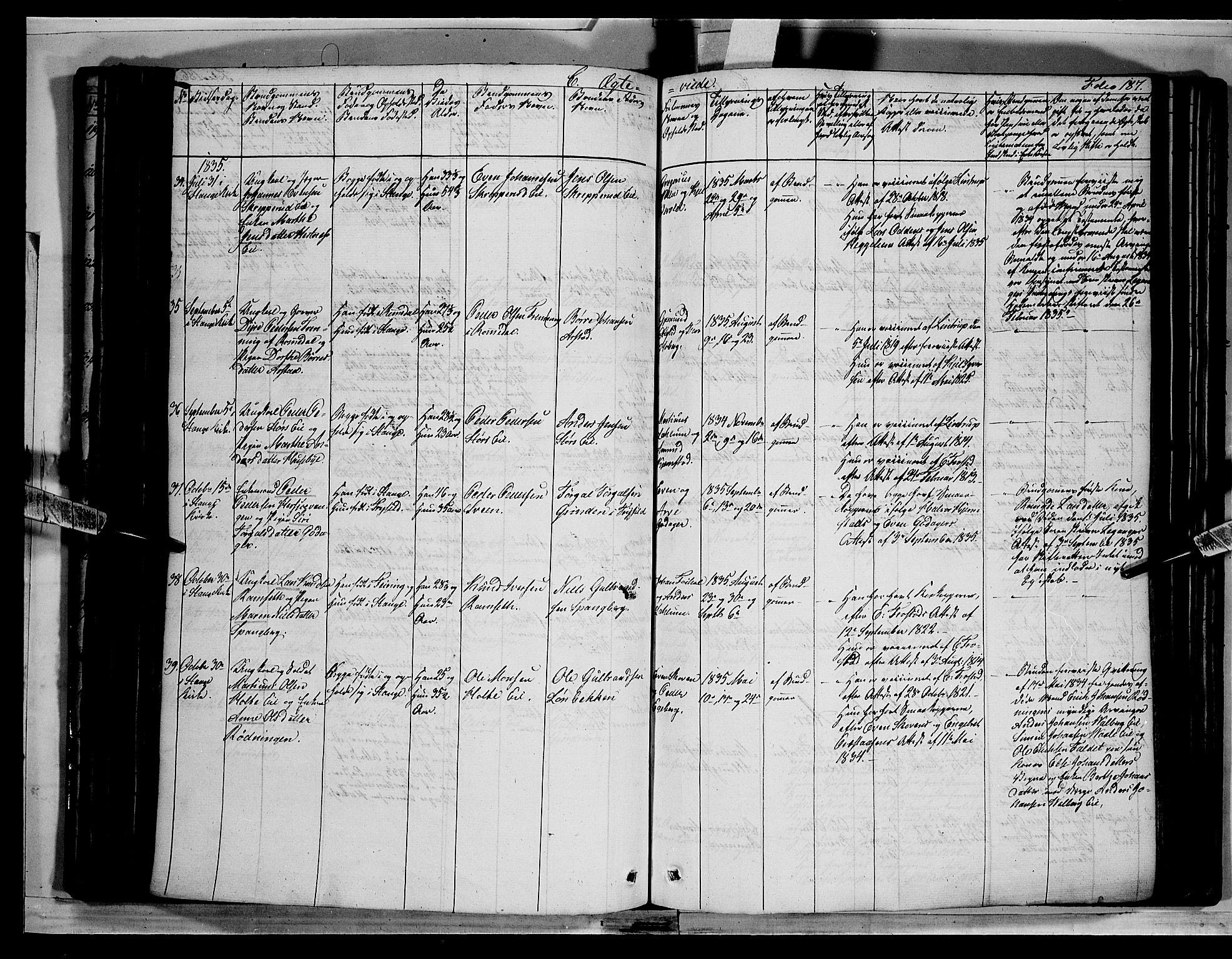 Stange prestekontor, AV/SAH-PREST-002/K/L0010: Parish register (official) no. 10, 1835-1845, p. 187