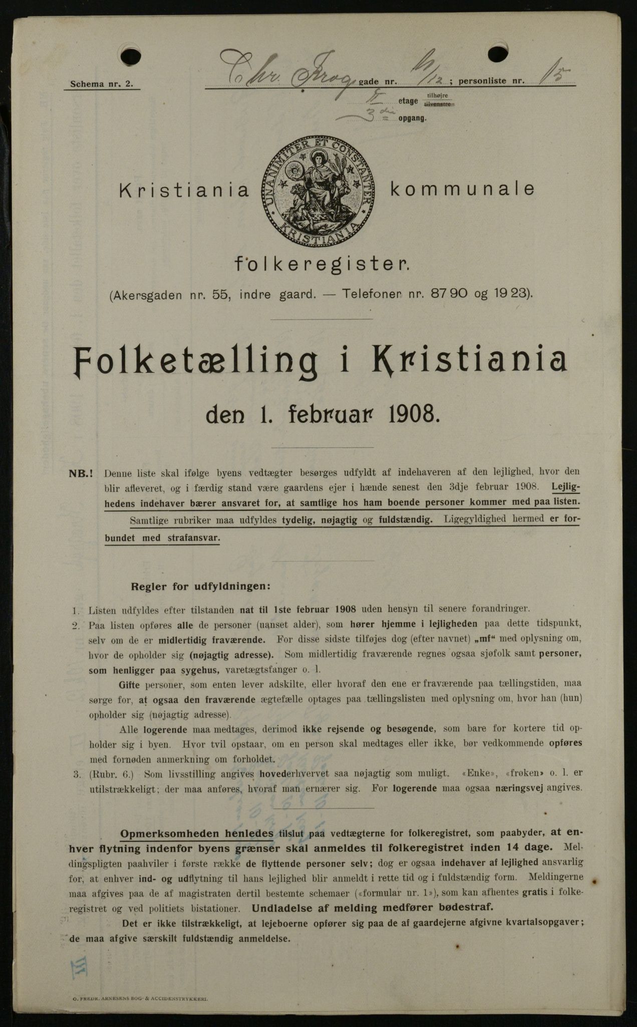 OBA, Municipal Census 1908 for Kristiania, 1908, p. 11083