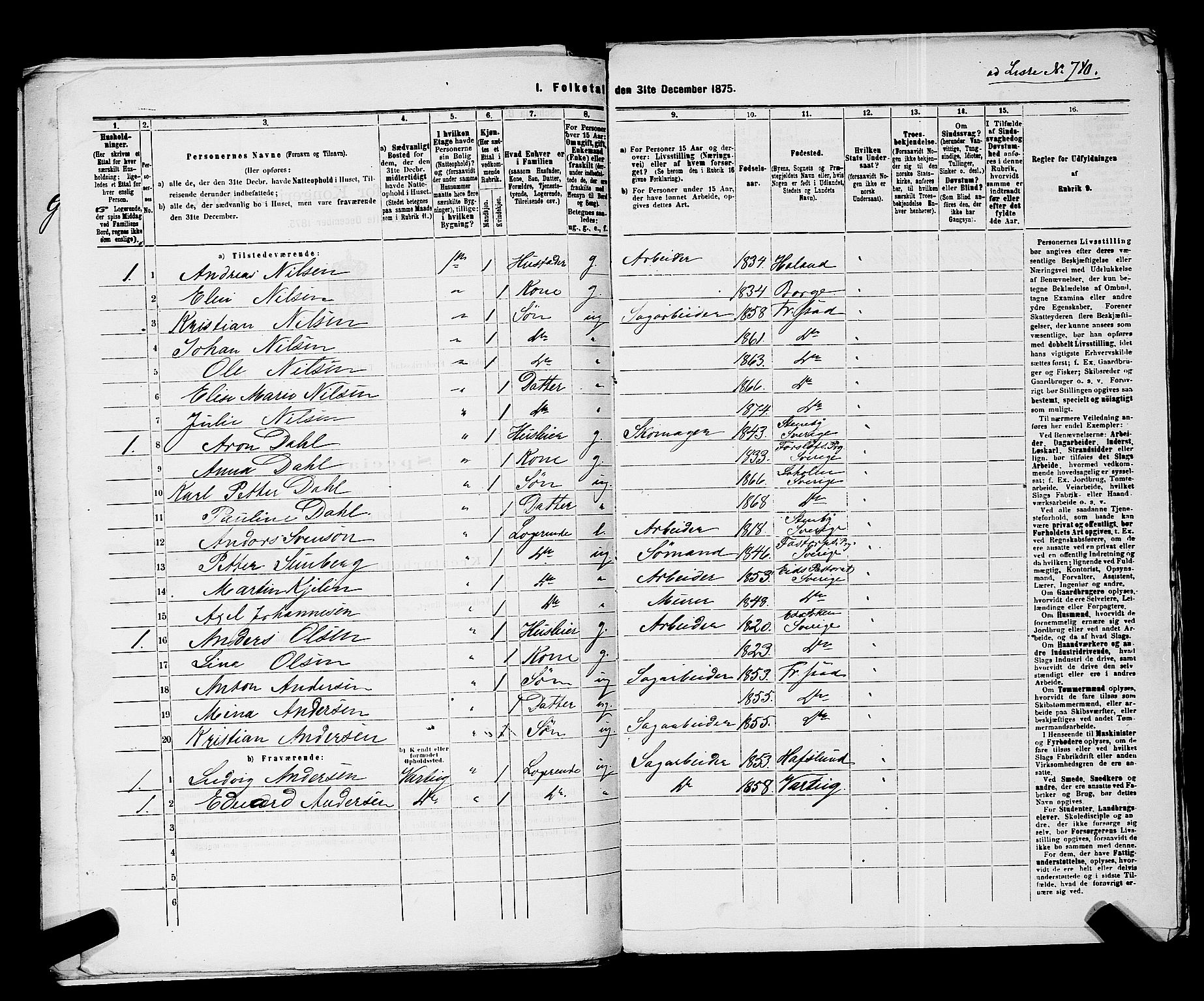 RA, 1875 census for 0103B Fredrikstad/Fredrikstad, 1875, p. 1691