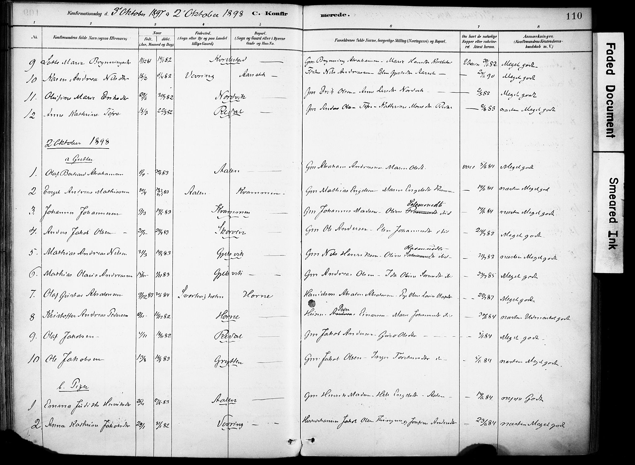 Førde sokneprestembete, SAB/A-79901/H/Haa/Haae/L0001: Parish register (official) no. E 1, 1881-1911, p. 110